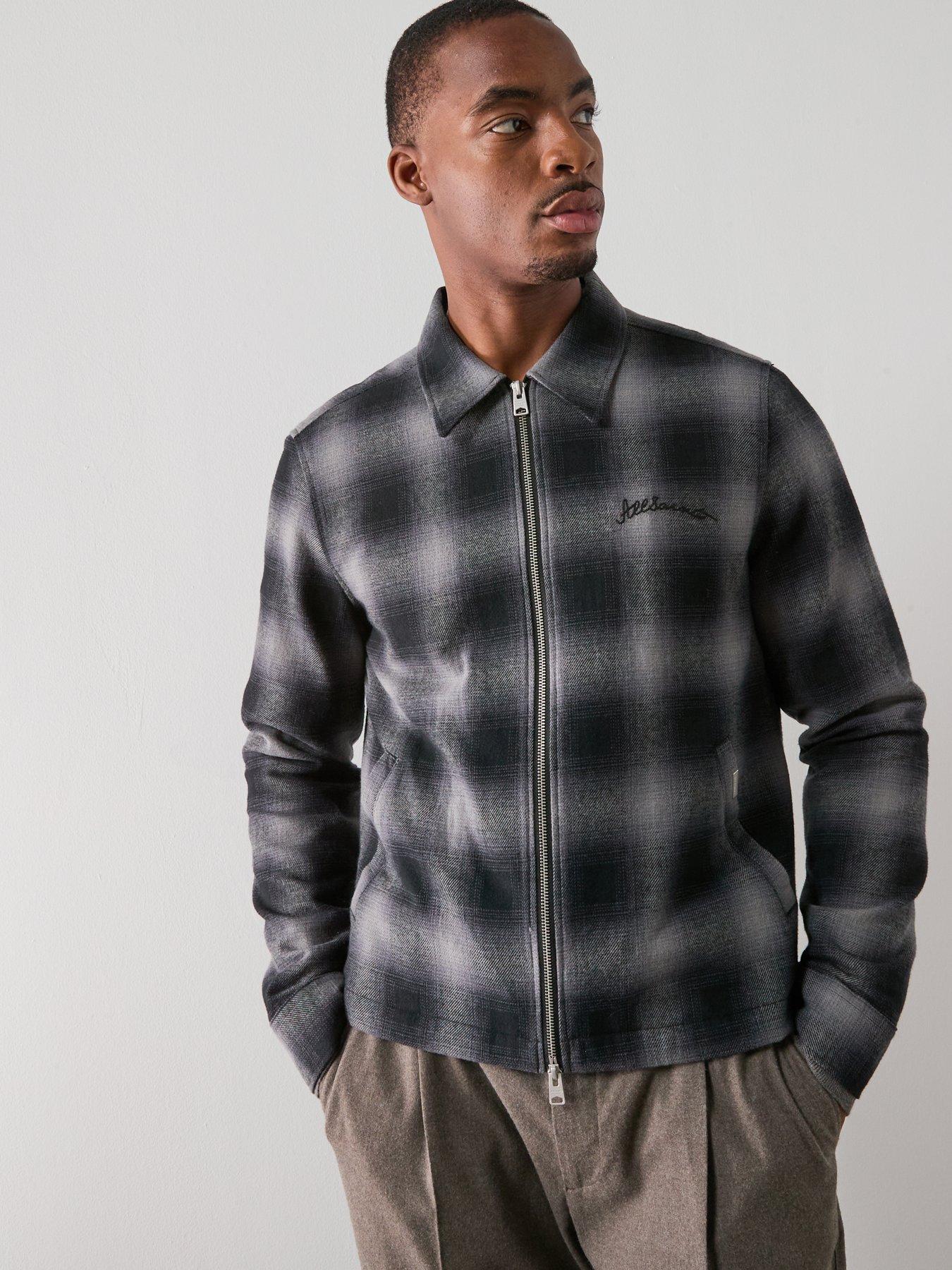  image of allsaints-kapi-long-sleeve-checked-jacket-dark-multi