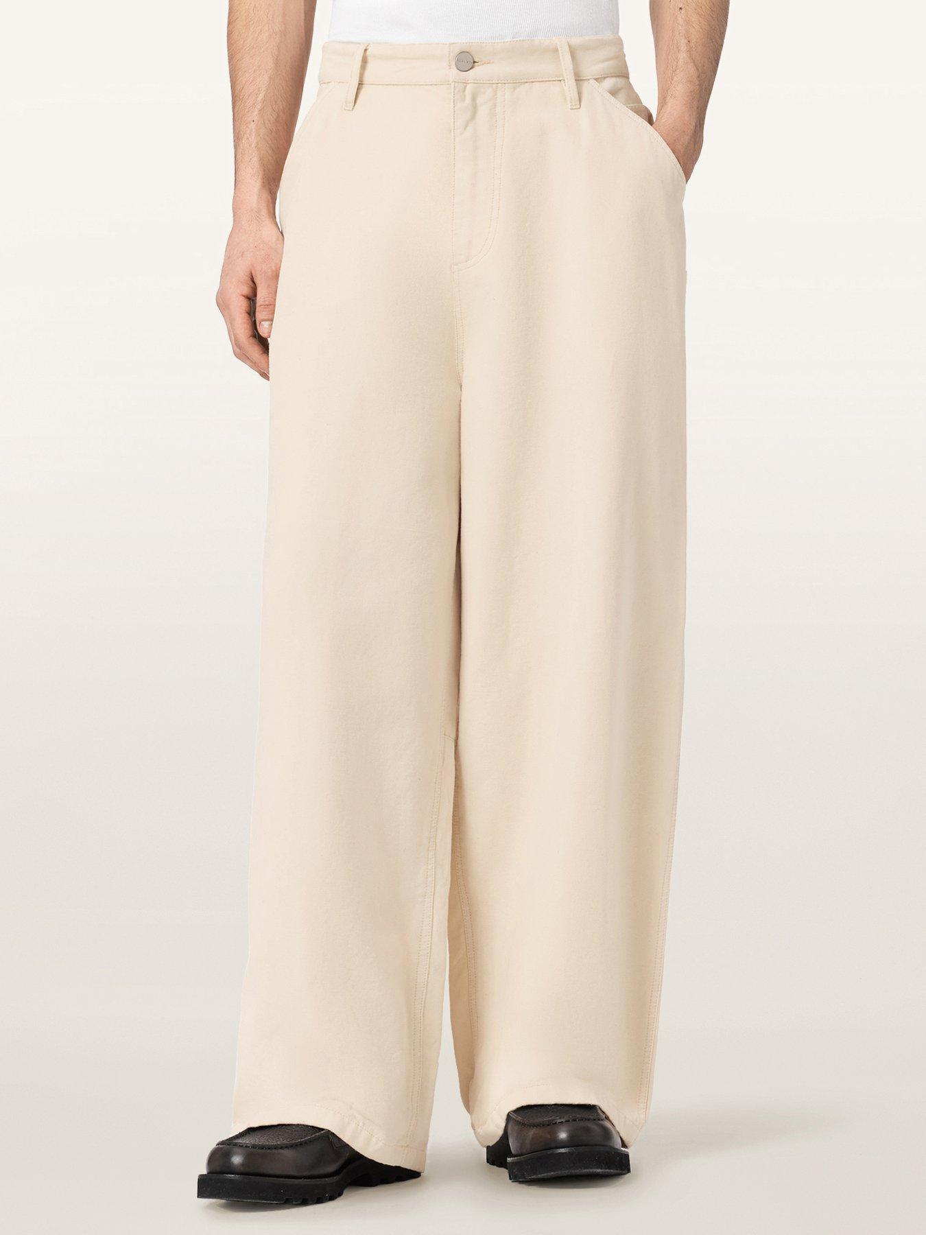 Image 1 of 5 of AllSaints Jackson Wide Trousers - Light Beige