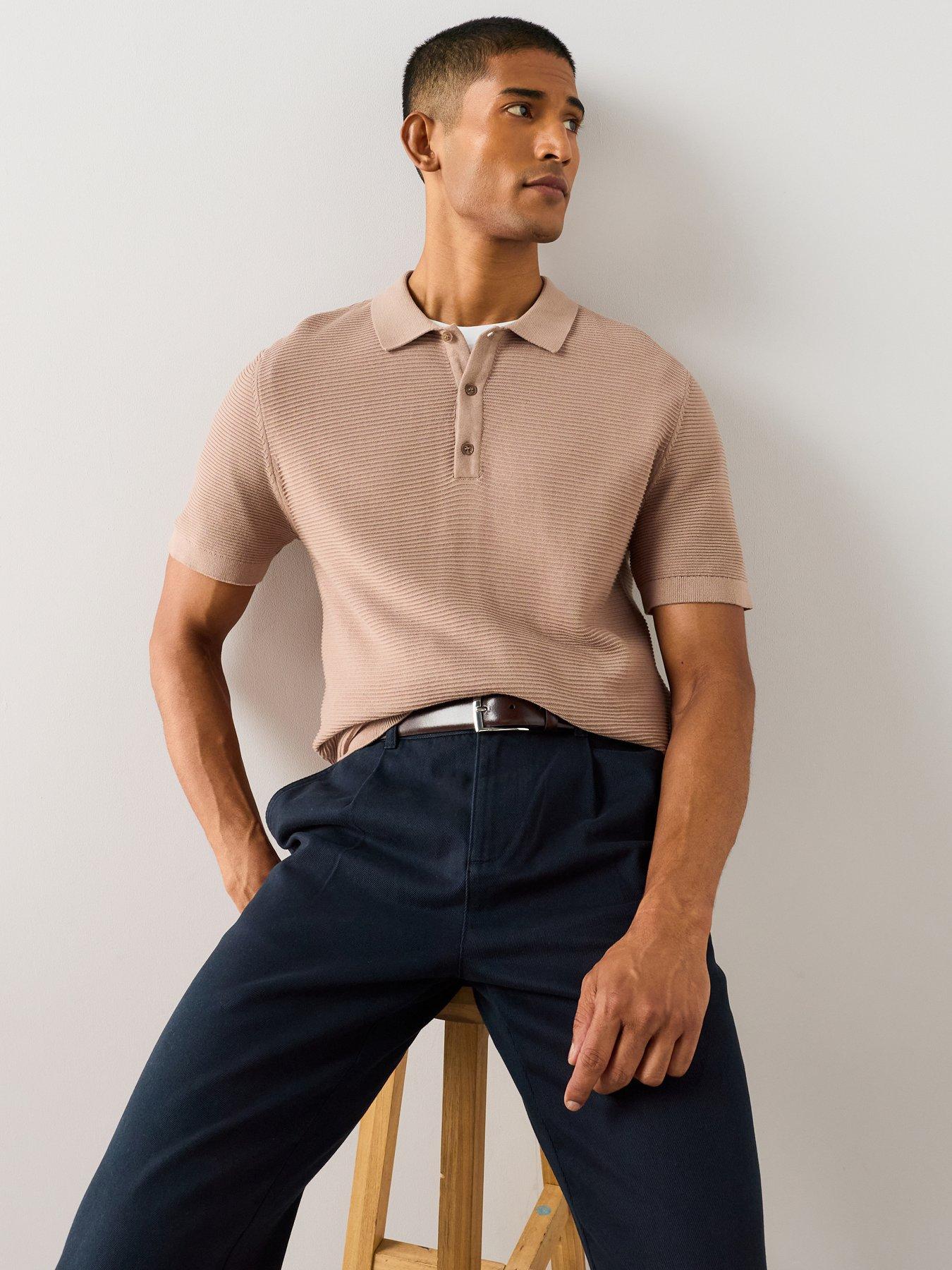 The Very Collection Pure Cotton Ottoman Knitted Polo - Beige
