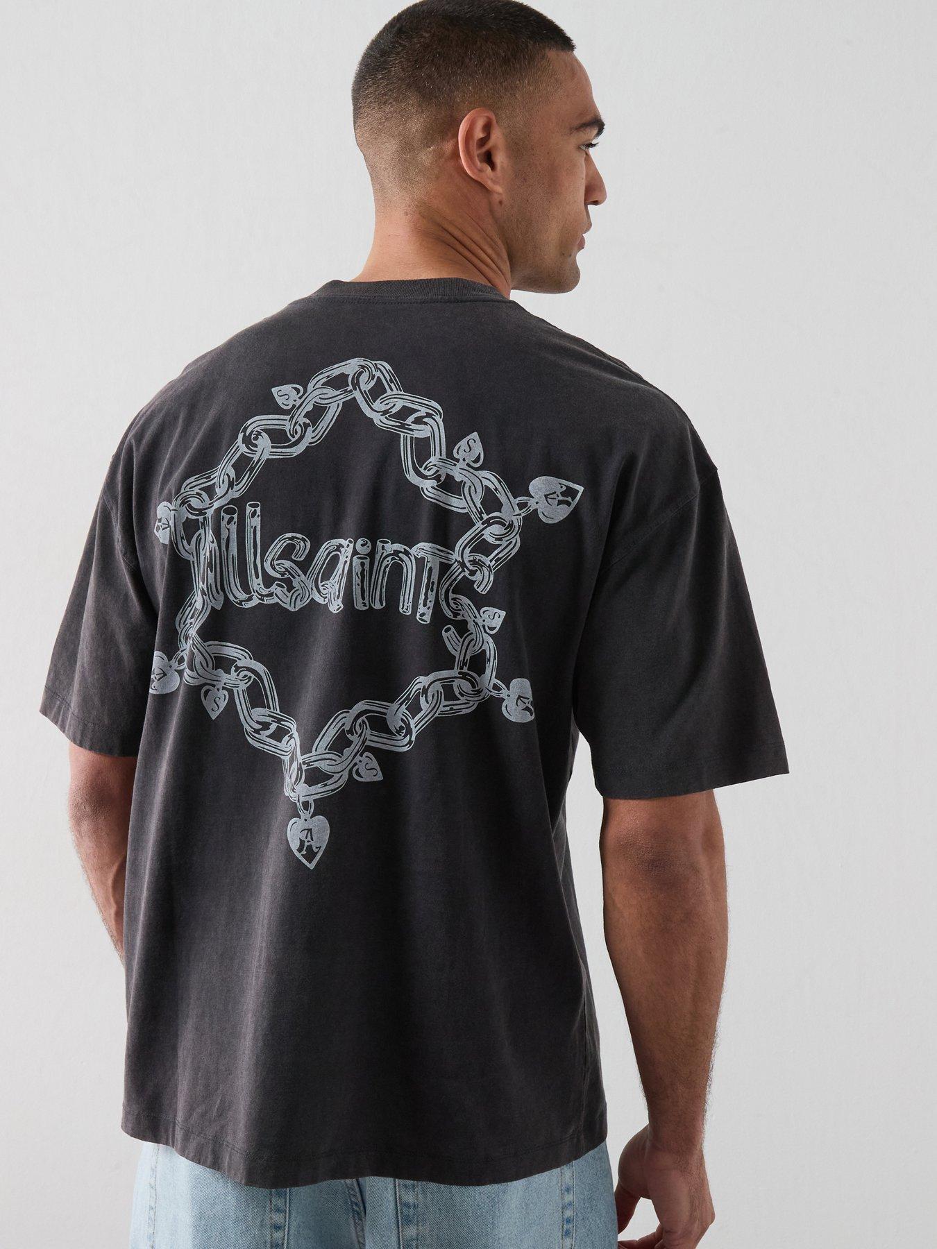 Image 1 of 6 of AllSaints Drip Graphic T-Shirt - Black