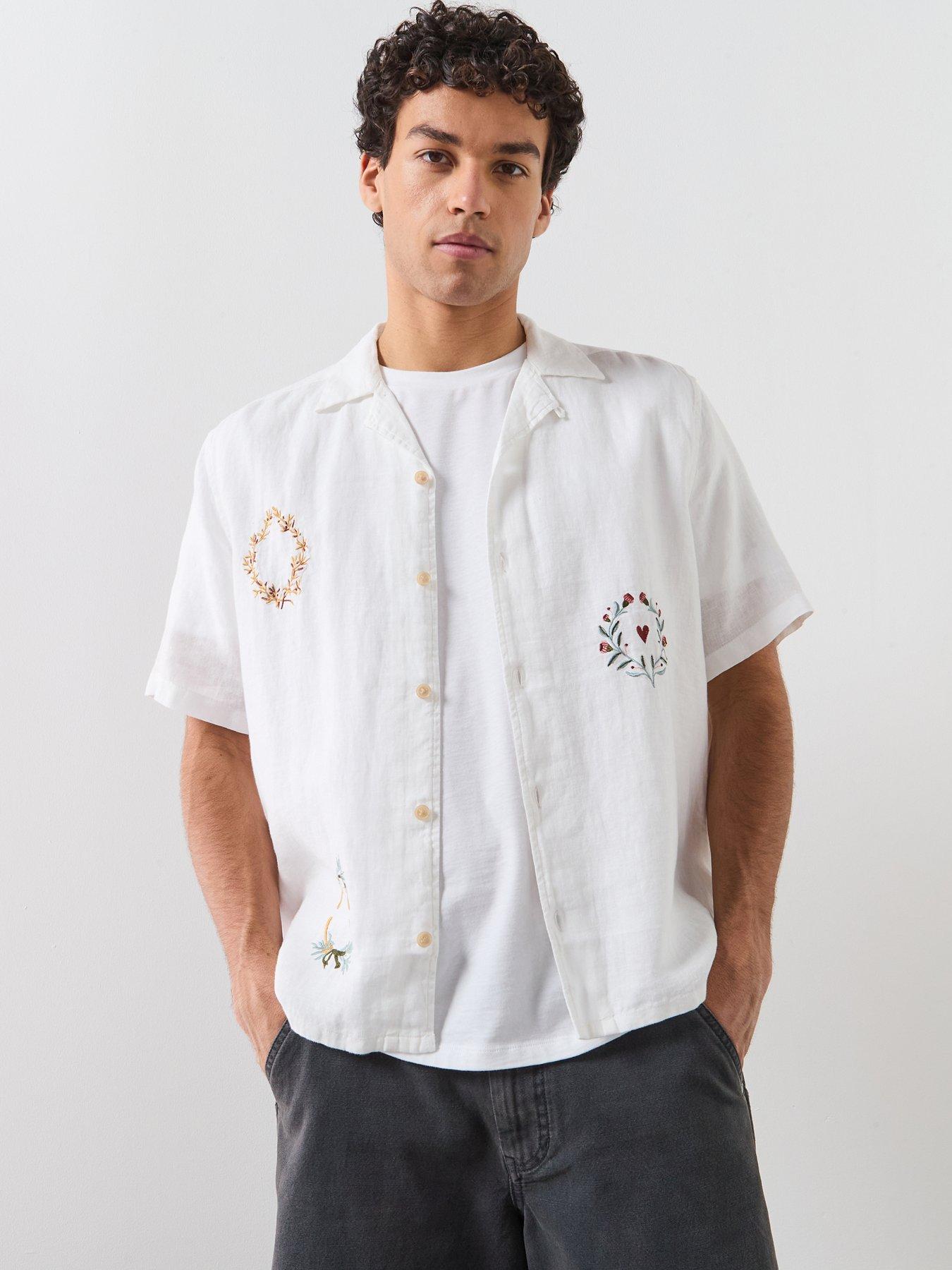 AllSaints Deck Short Sleeve Print Casual Shirt - White