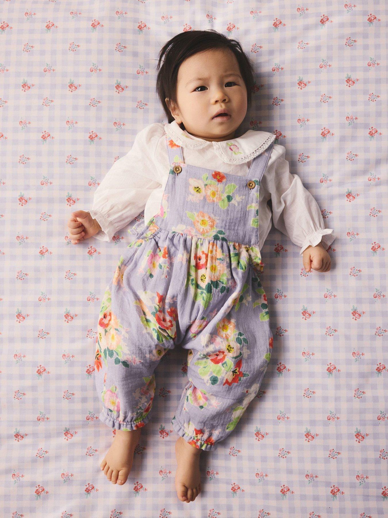 Cath Kidston Baby Girls Floral Dungaree Set - Purple