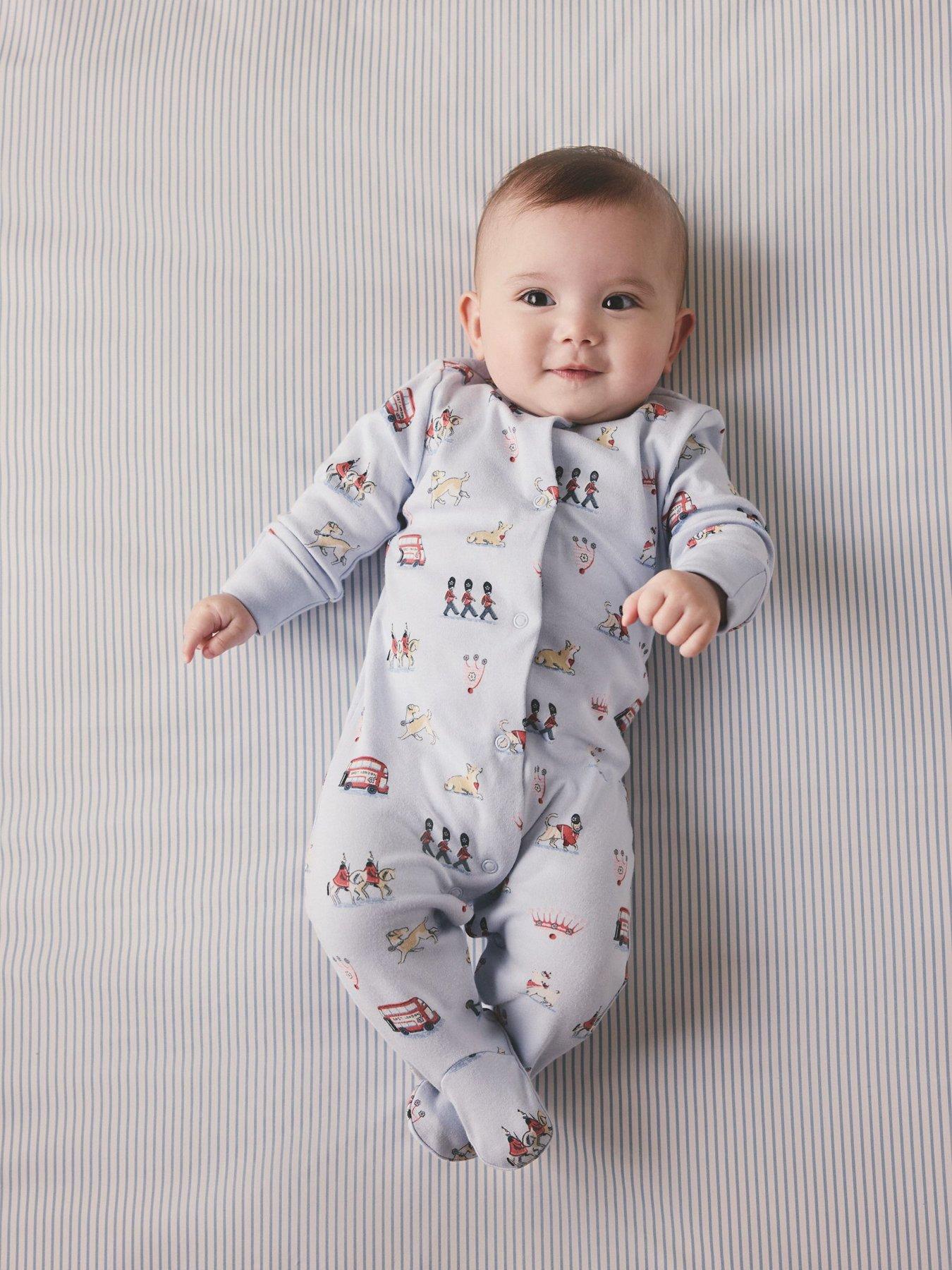 Image 1 of 7 of Cath Kidston Baby Boys London Print Sleepsuit - Blue