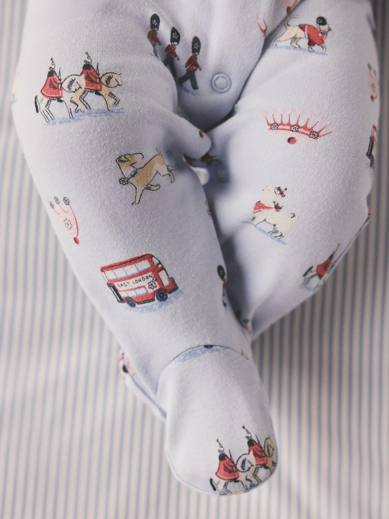 Image 4 of 7 of Cath Kidston Baby Boys London Print Sleepsuit - Blue