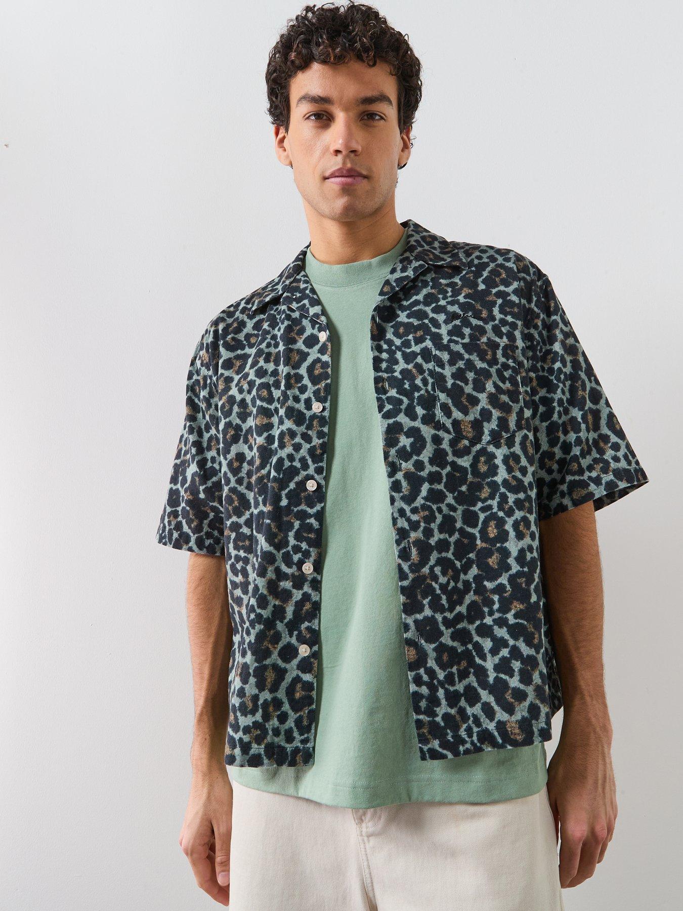 allsaints-silesia-leo-print-short-sleeve-casual-shirt-grey