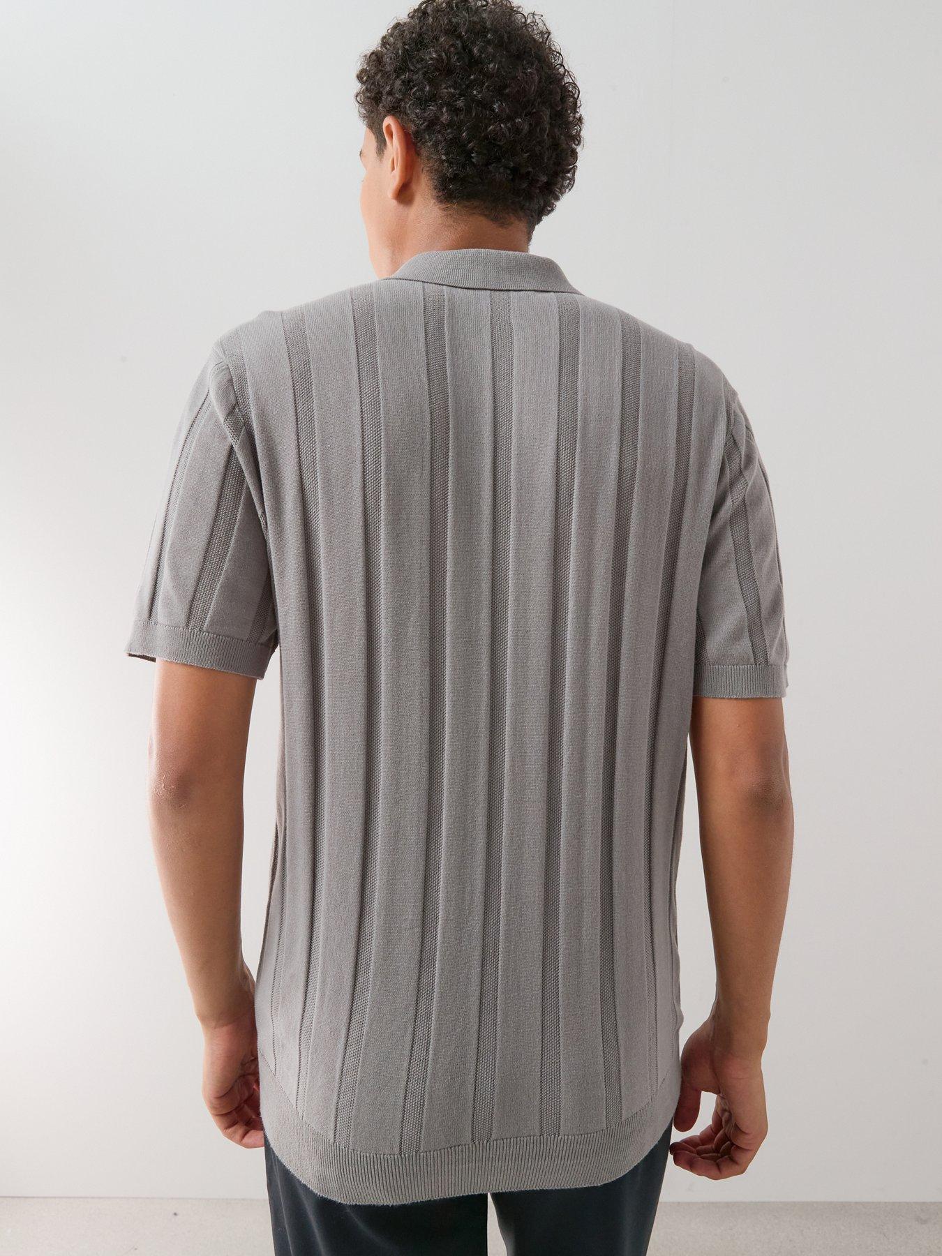 Image 2 of 7 of The Very Collection Pure Cotton Wide Rib Polo Shirt - Grey