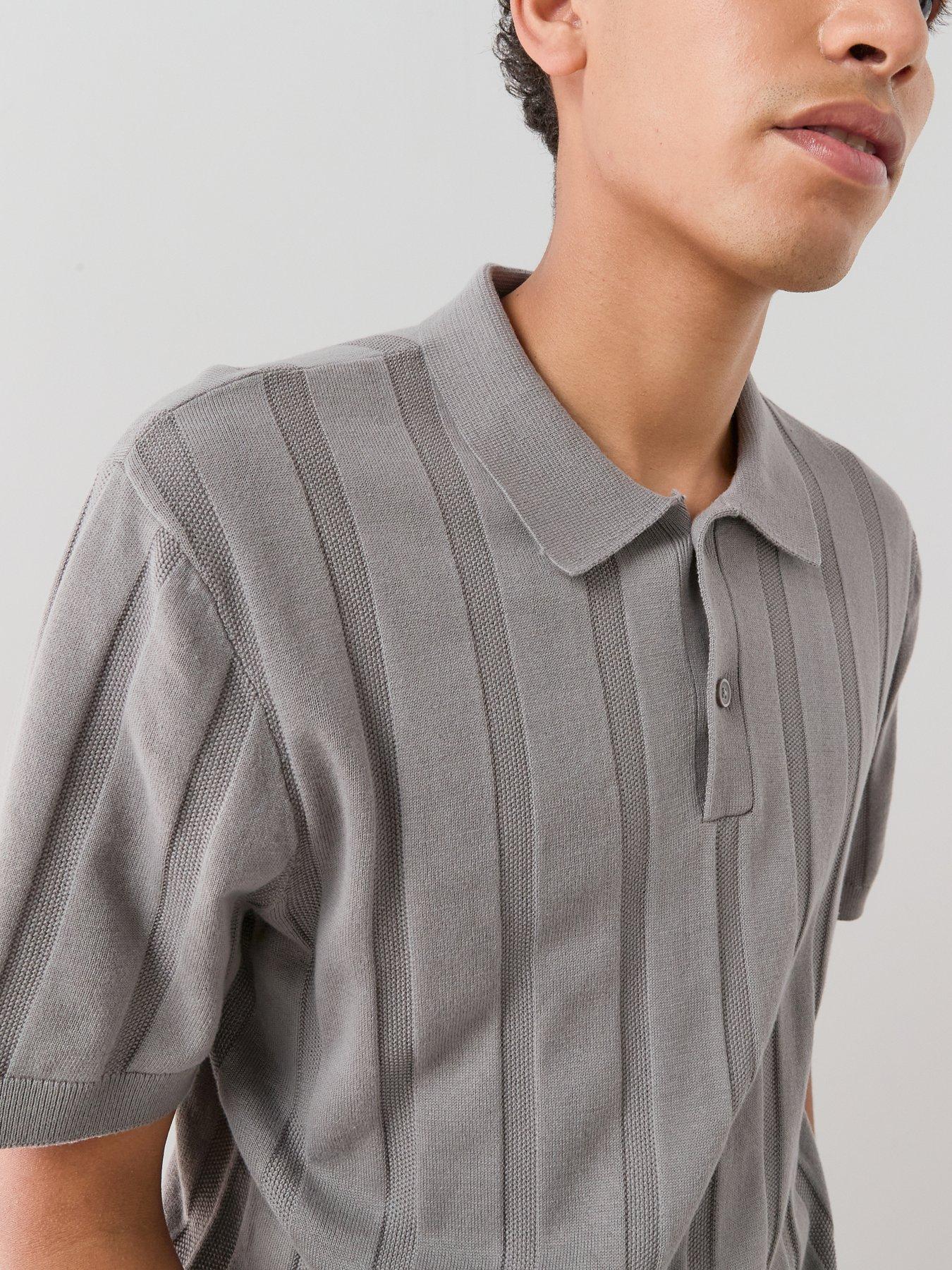 Image 5 of 7 of The Very Collection Pure Cotton Wide Rib Polo Shirt - Grey