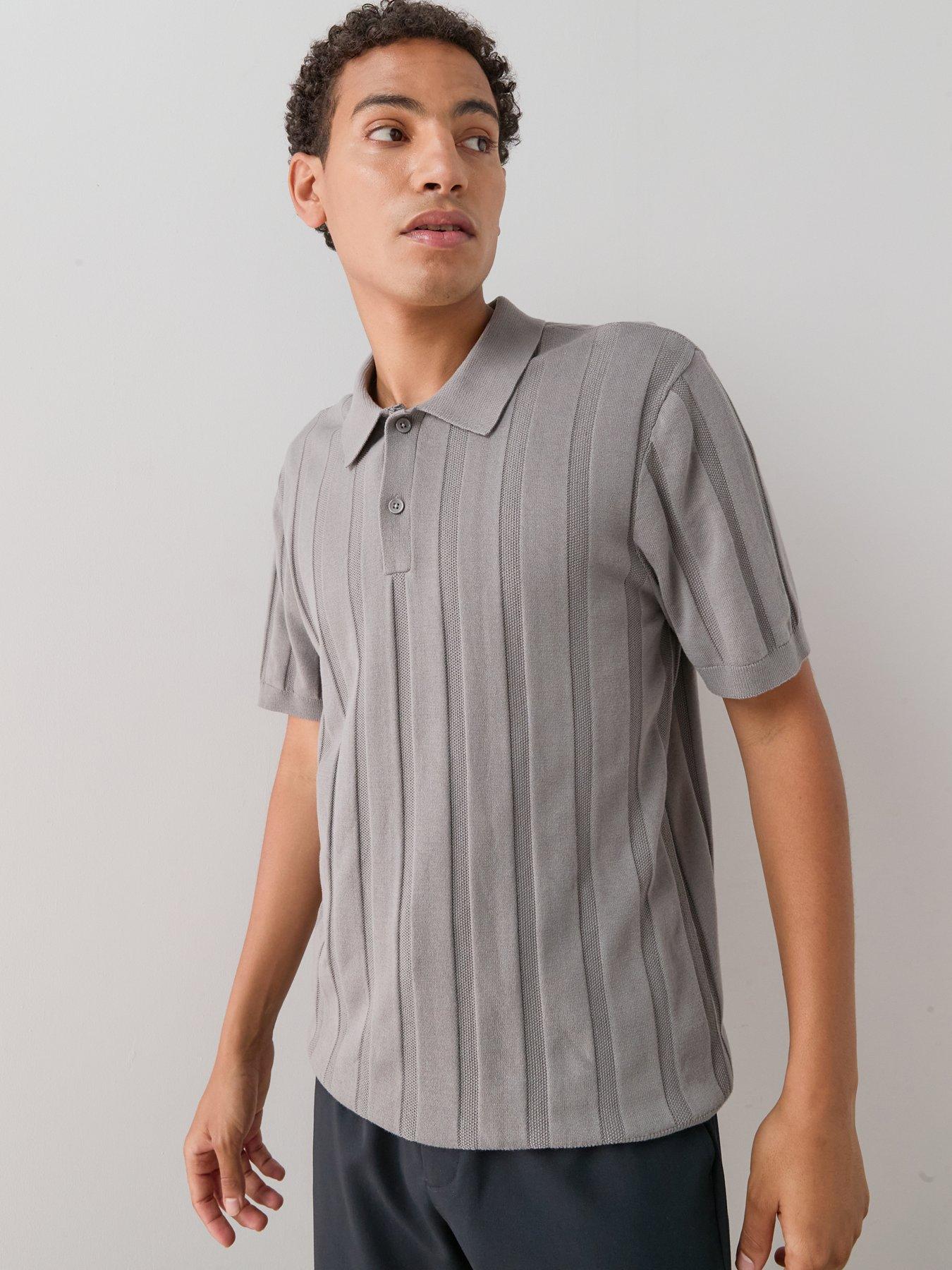 Image 6 of 7 of The Very Collection Pure Cotton Wide Rib Polo Shirt - Grey