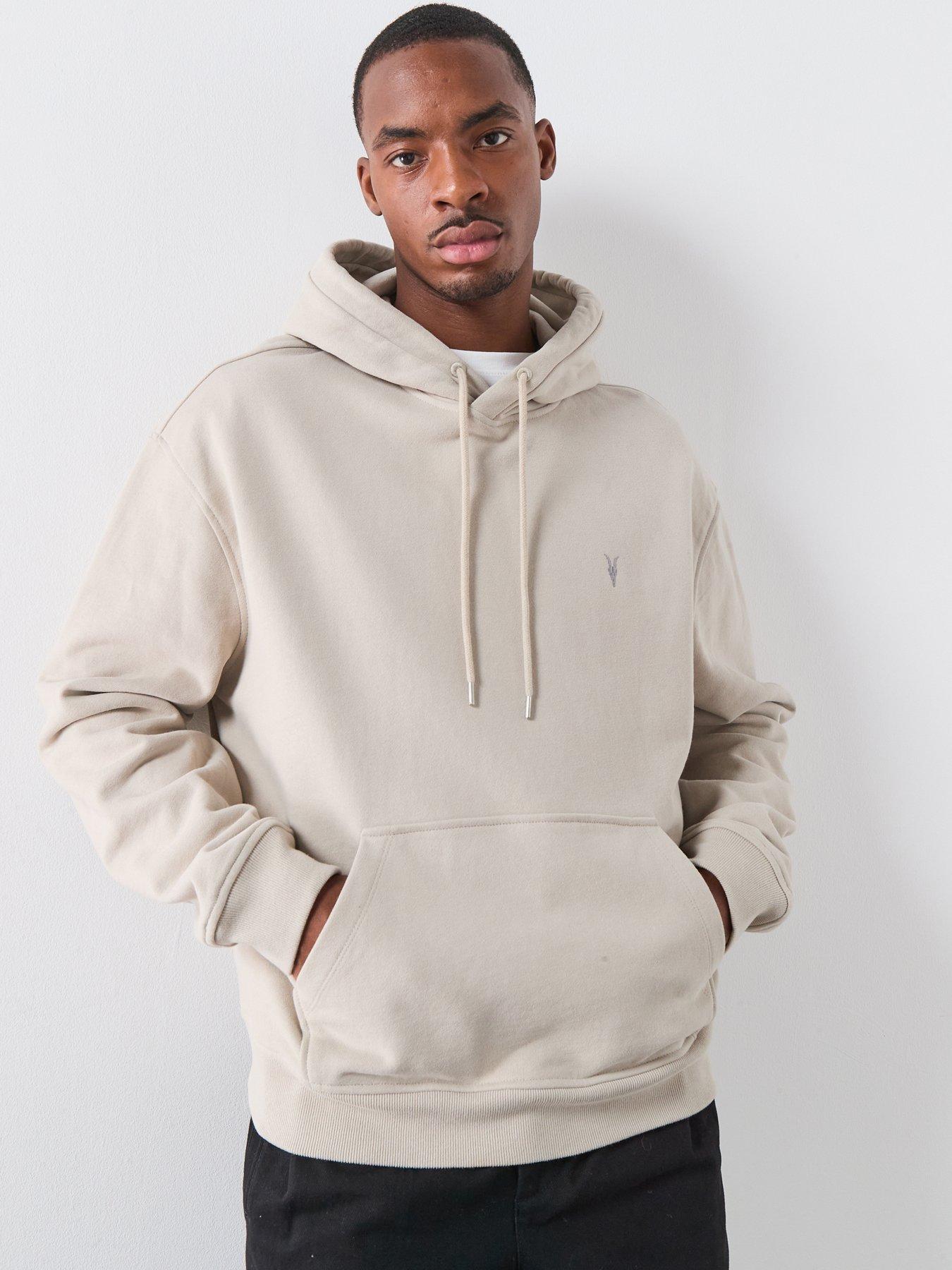  image of allsaints-asher-logo-hoodie-beige