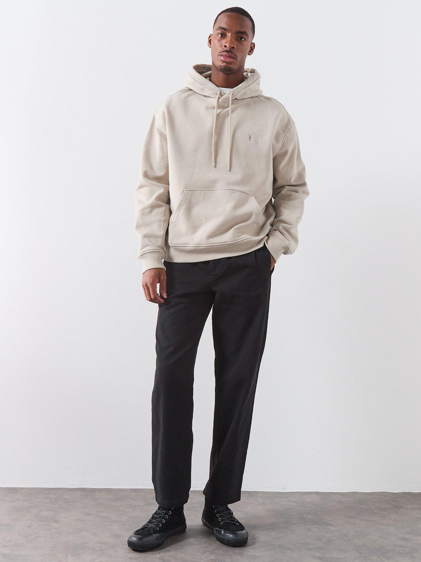  image of allsaints-asher-logo-hoodie-beige