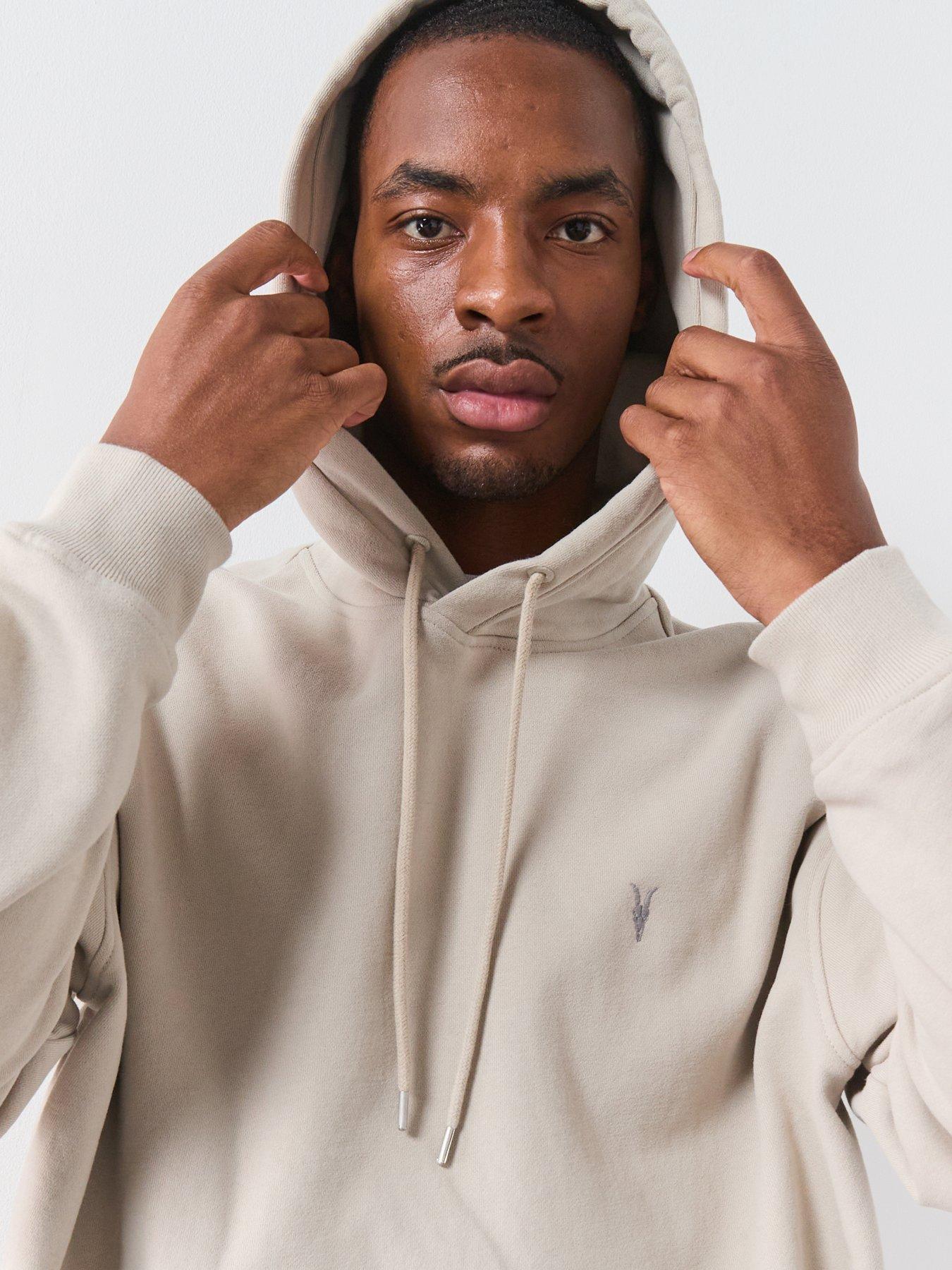 image of allsaints-asher-logo-hoodie-beige
