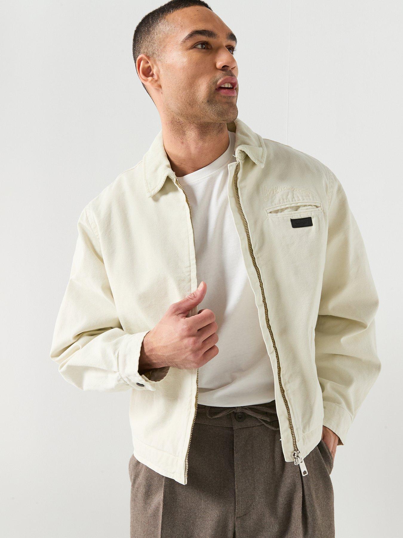  image of allsaints-korey-borg-denim-jacket-off-white