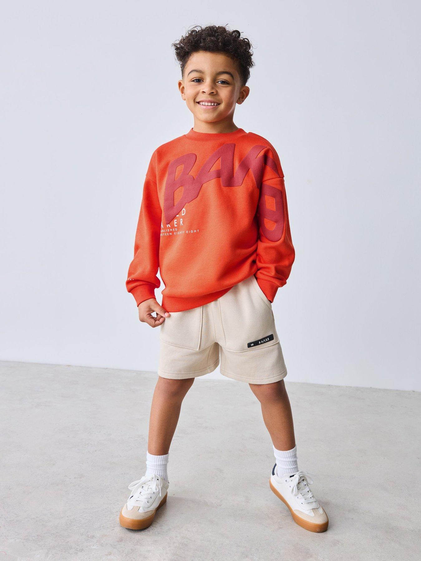 Image 1 of 7 of Ted Baker Boys Logo Sweatshirt &amp; Short Set - Orange