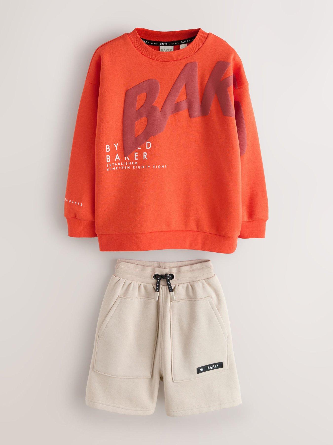 Image 6 of 7 of Ted Baker Boys Logo Sweatshirt &amp; Short Set - Orange