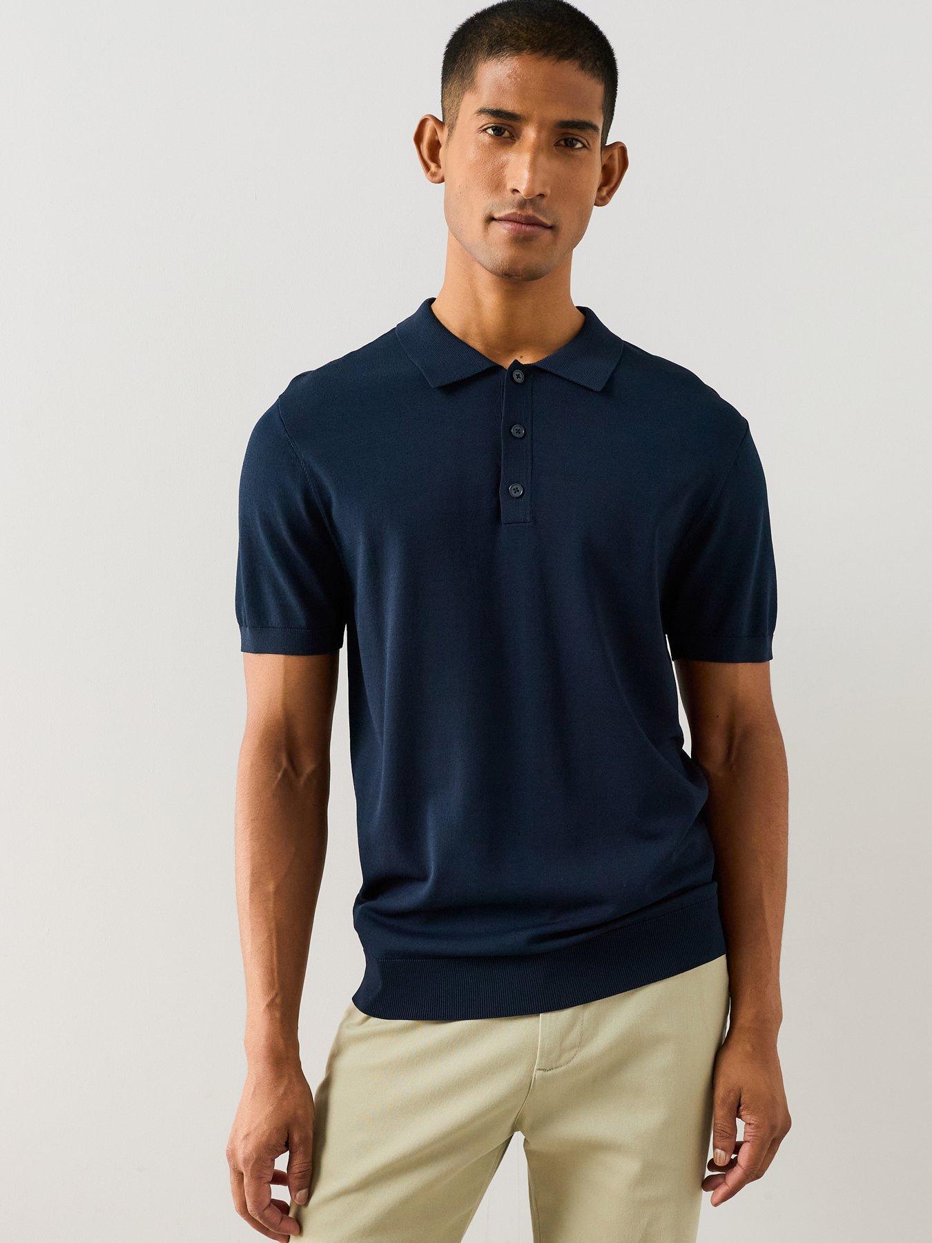 The Very Collection Fine Gauge Knitted Polo - Navy