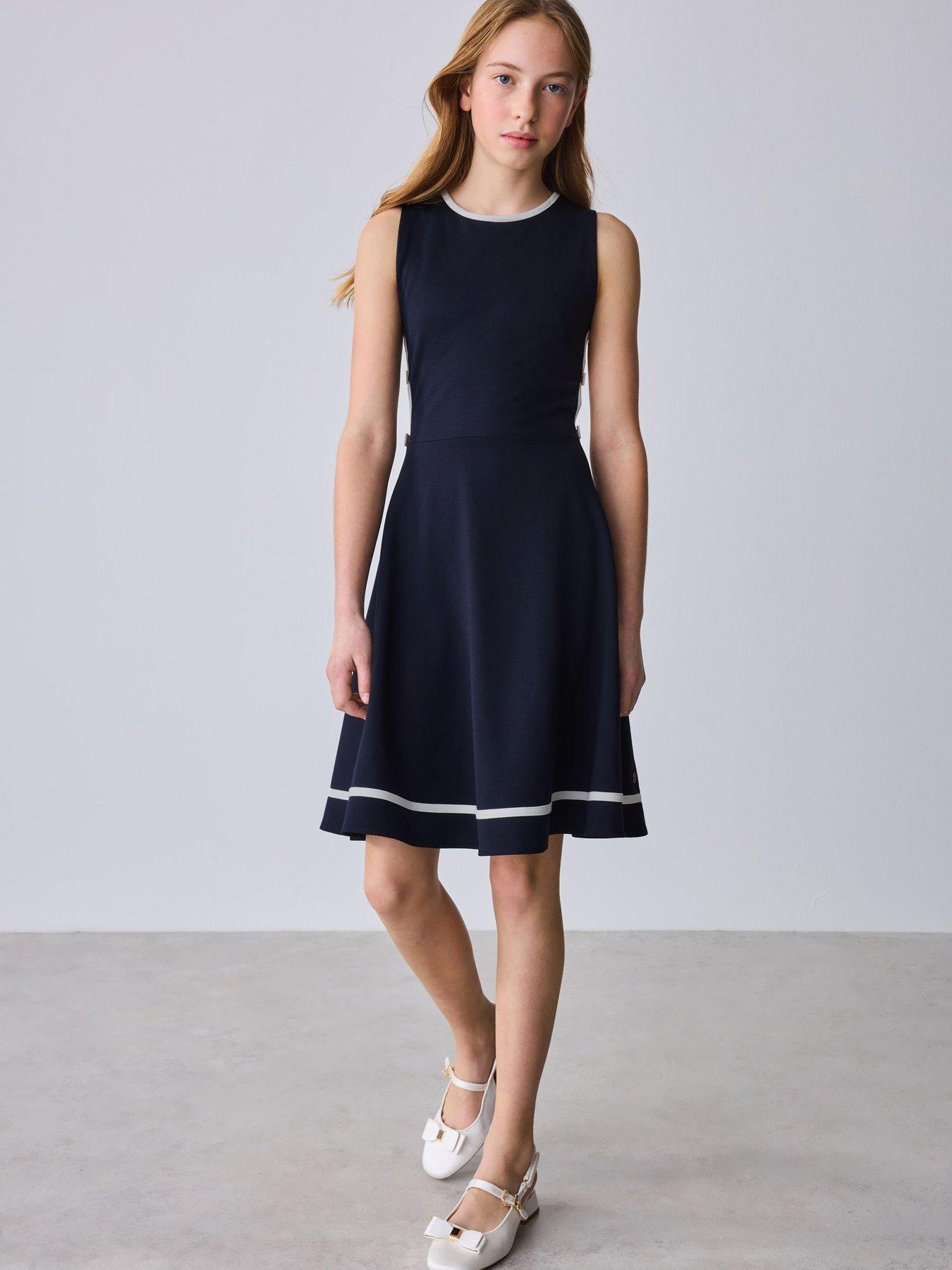 Ted Baker Older Girls Sleeveless Cut-Out Bow Detail Skater Dress - Navy