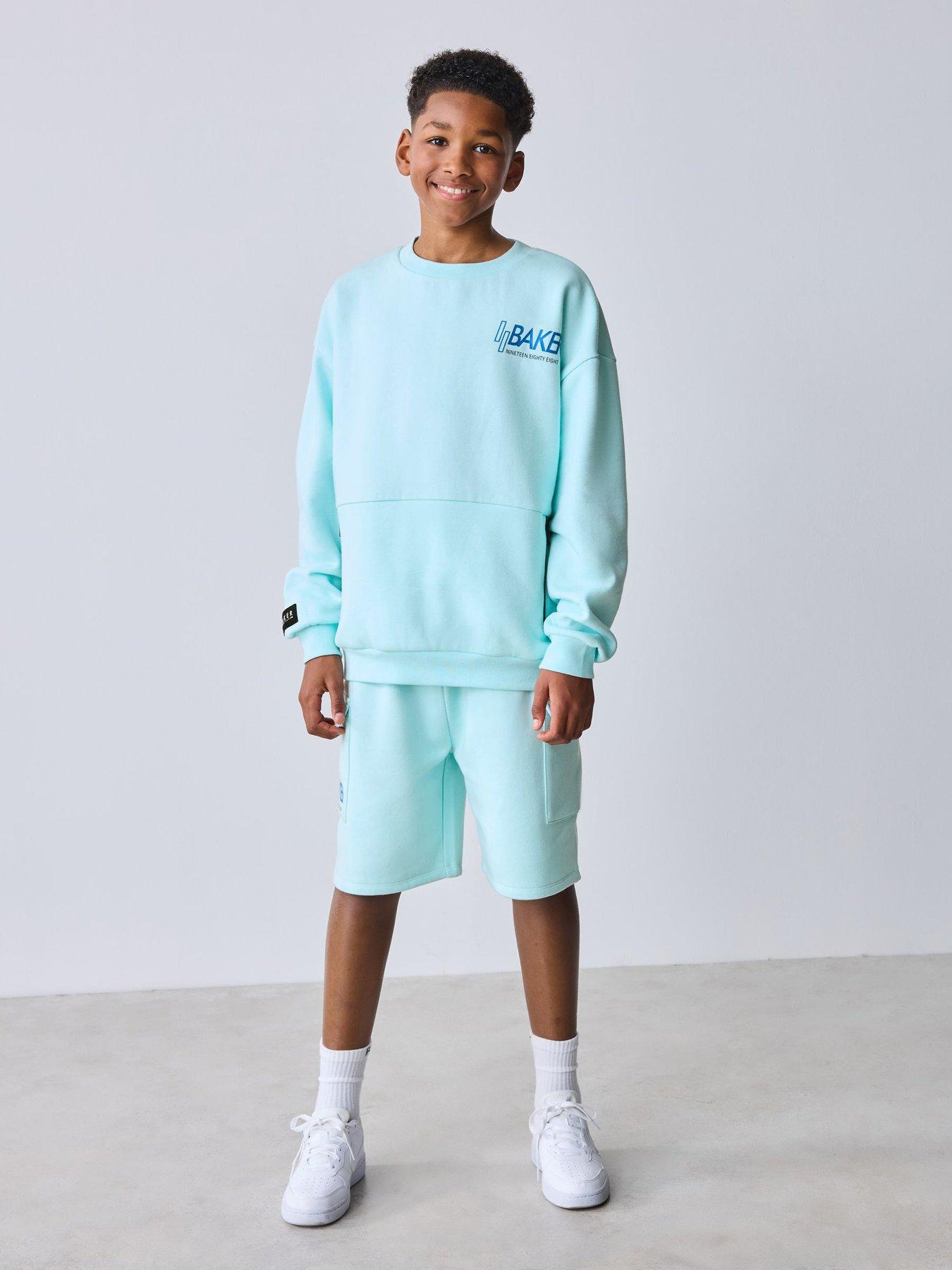 Ted Baker Boys Logo Sweat Short Set - Light Blue
