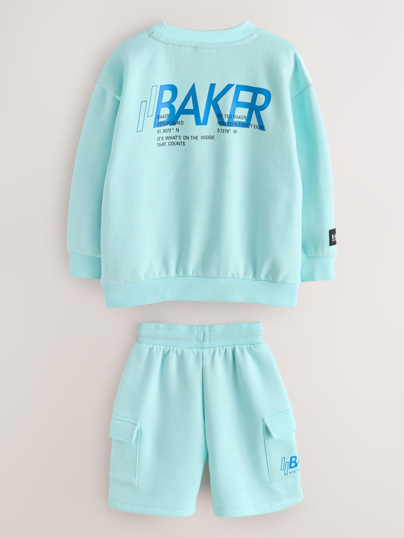 Image 2 of 5 of Ted Baker Boys Logo Sweat Short Set - Light Blue