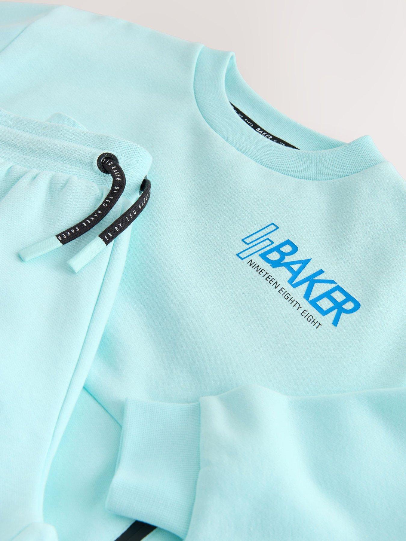 Image 3 of 5 of Ted Baker Boys Logo Sweat Short Set - Light Blue