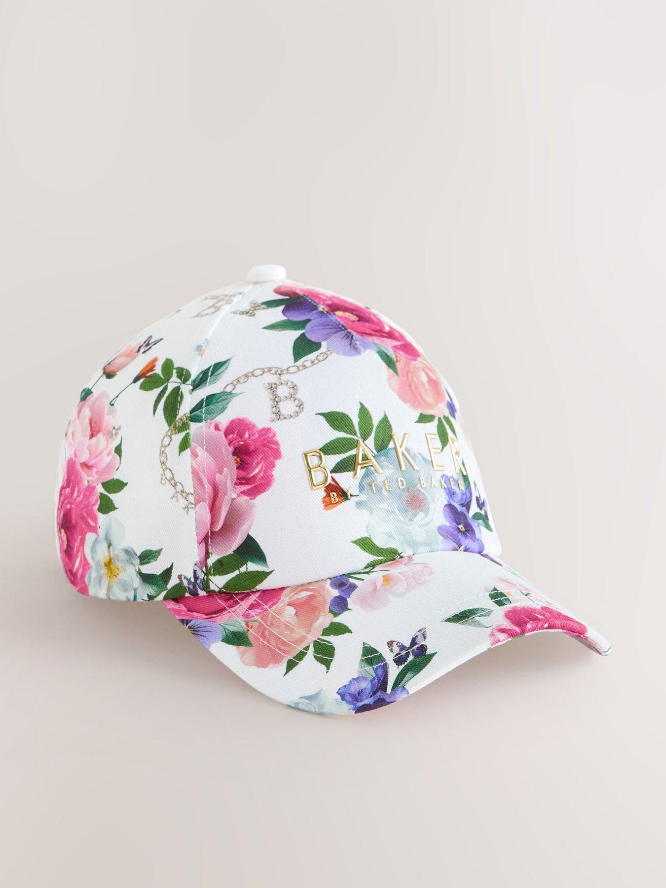  image of ted-baker-girls-floral-logo-cap-white