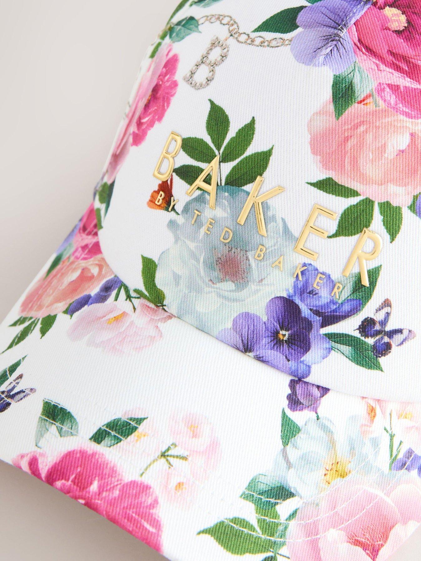  image of ted-baker-girls-floral-logo-cap-white