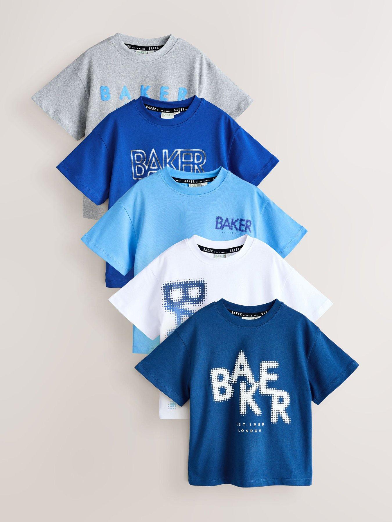 Ted Baker Boys 5 Pack Graphic Short Sleeved T-Shirts - Blue