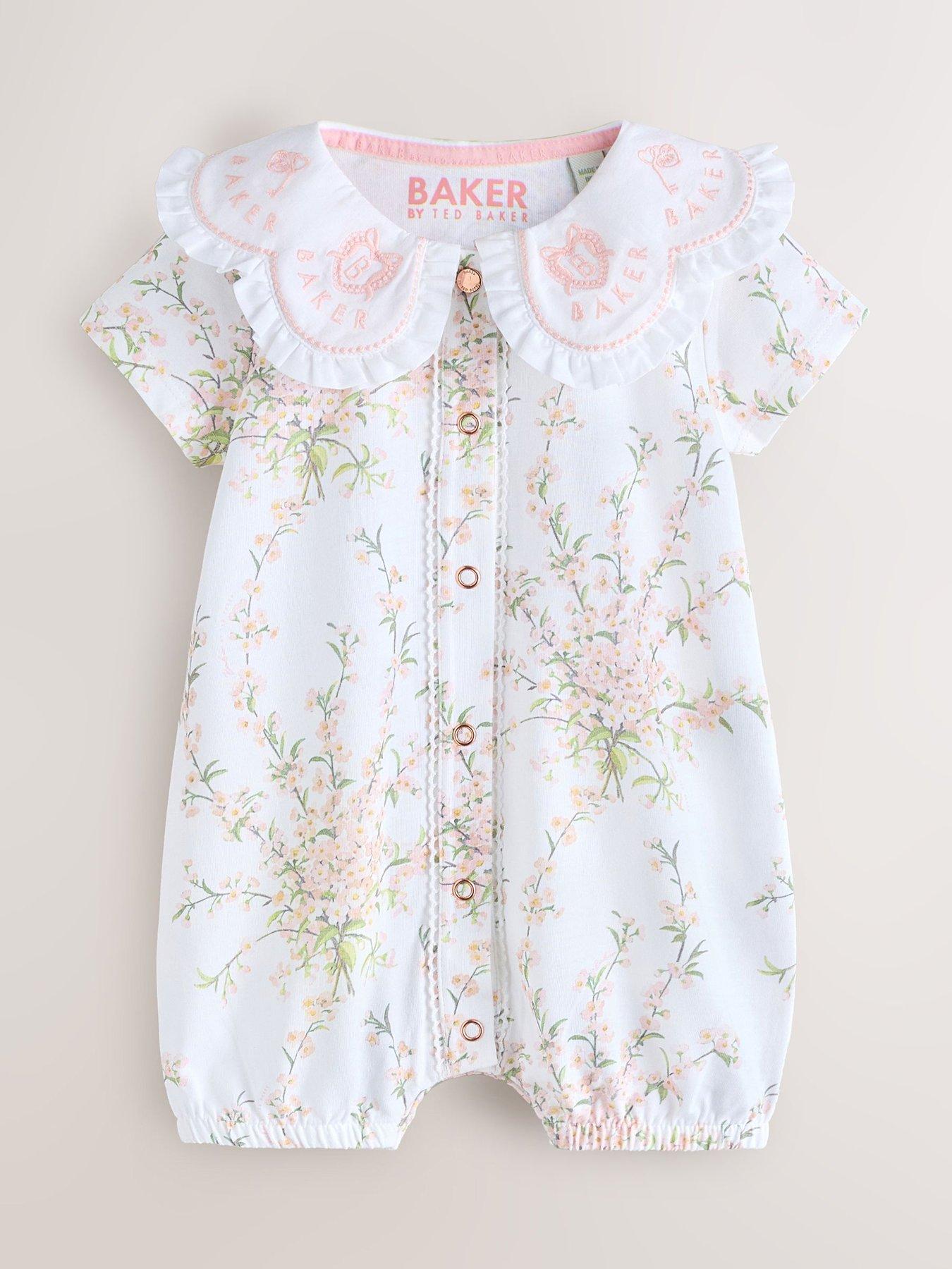 Image 3 of 6 of Ted Baker Baby Girls 2 Pack Collar All-In-One Rompers - Pink
