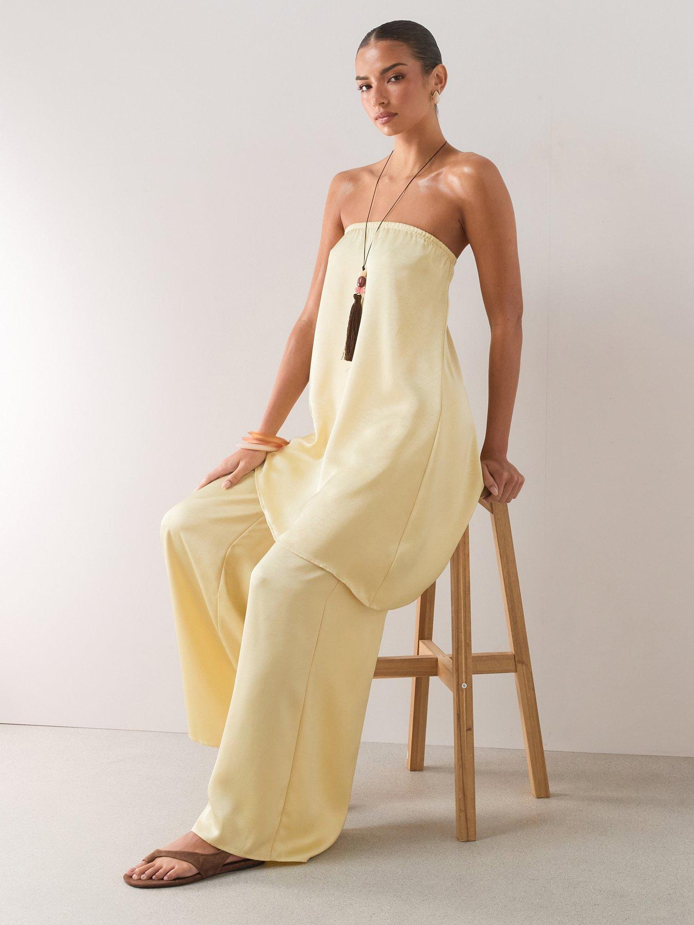 The Very Collection Satin Elasticated Trousers - Yellow