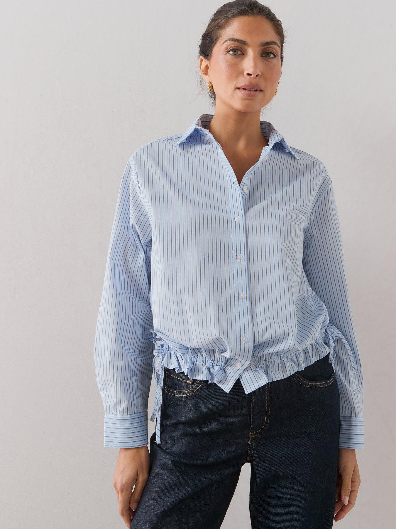 The Very Collection Striped Elasticated Waist Shirt - Blue