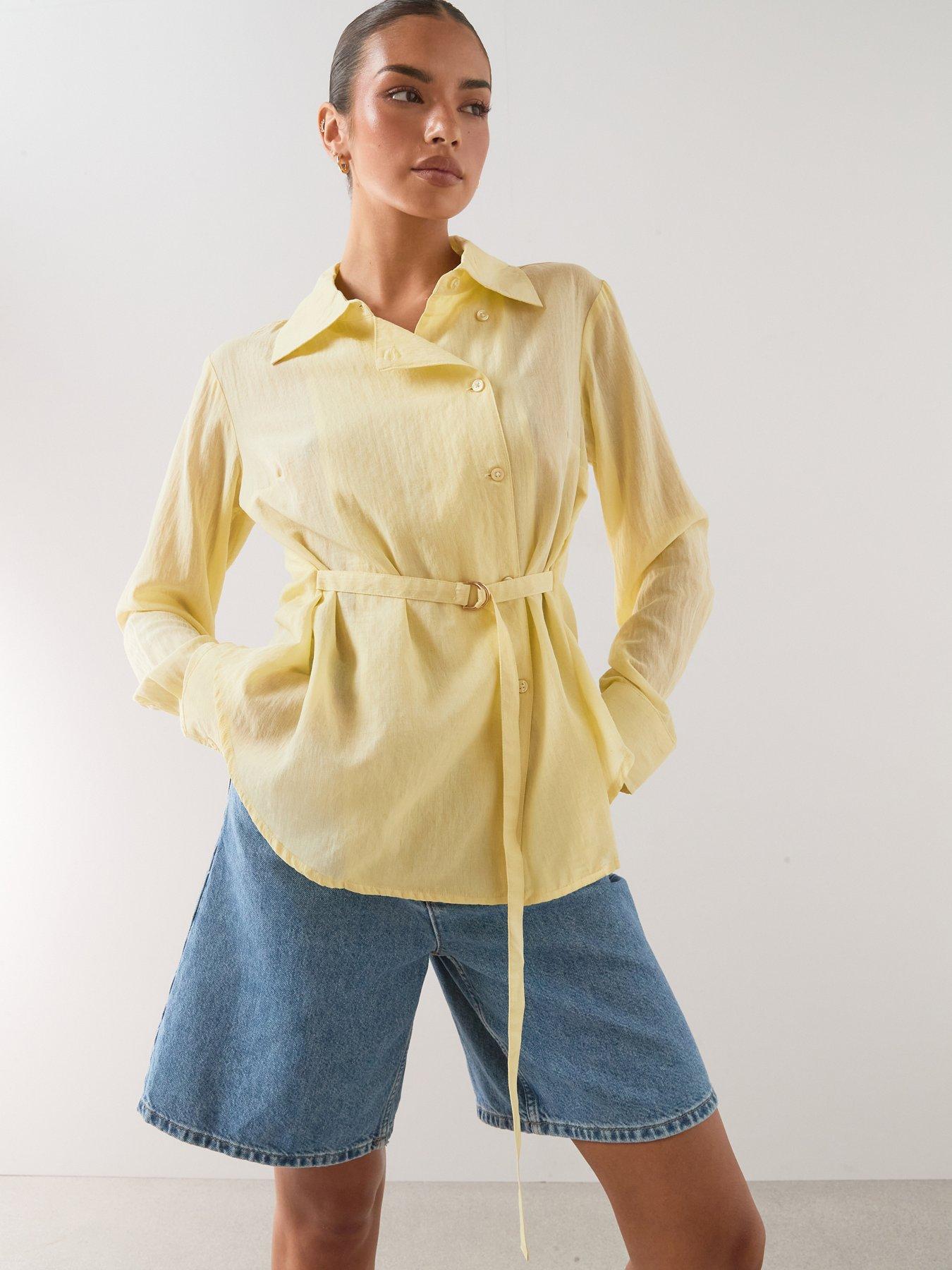 The Very Collection Lyocell Belted Detail Shirt - Yellow