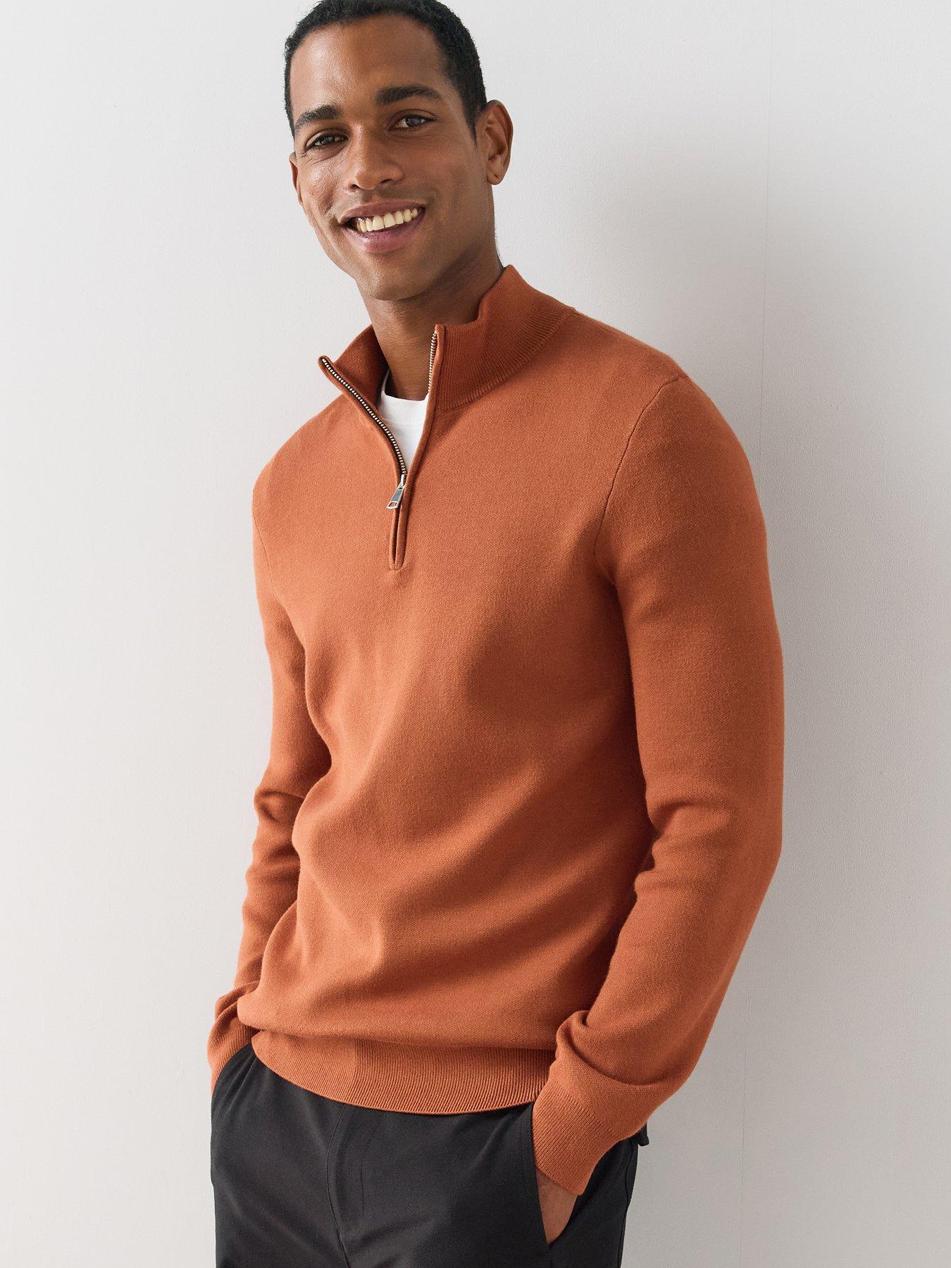 Image 1 of 7 of The Very Collection Premium 1/4 Zip Knitted Jumper - Rust Orange