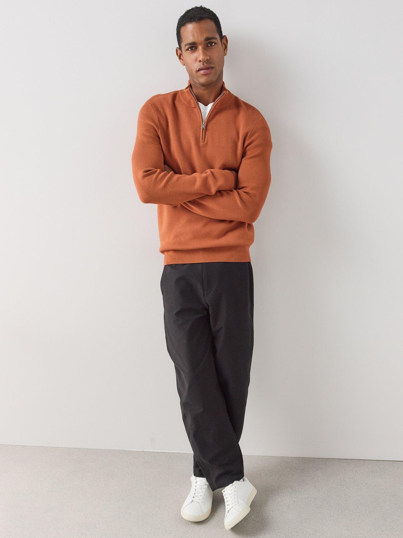 Image 3 of 7 of The Very Collection Premium 1/4 Zip Knitted Jumper - Rust Orange