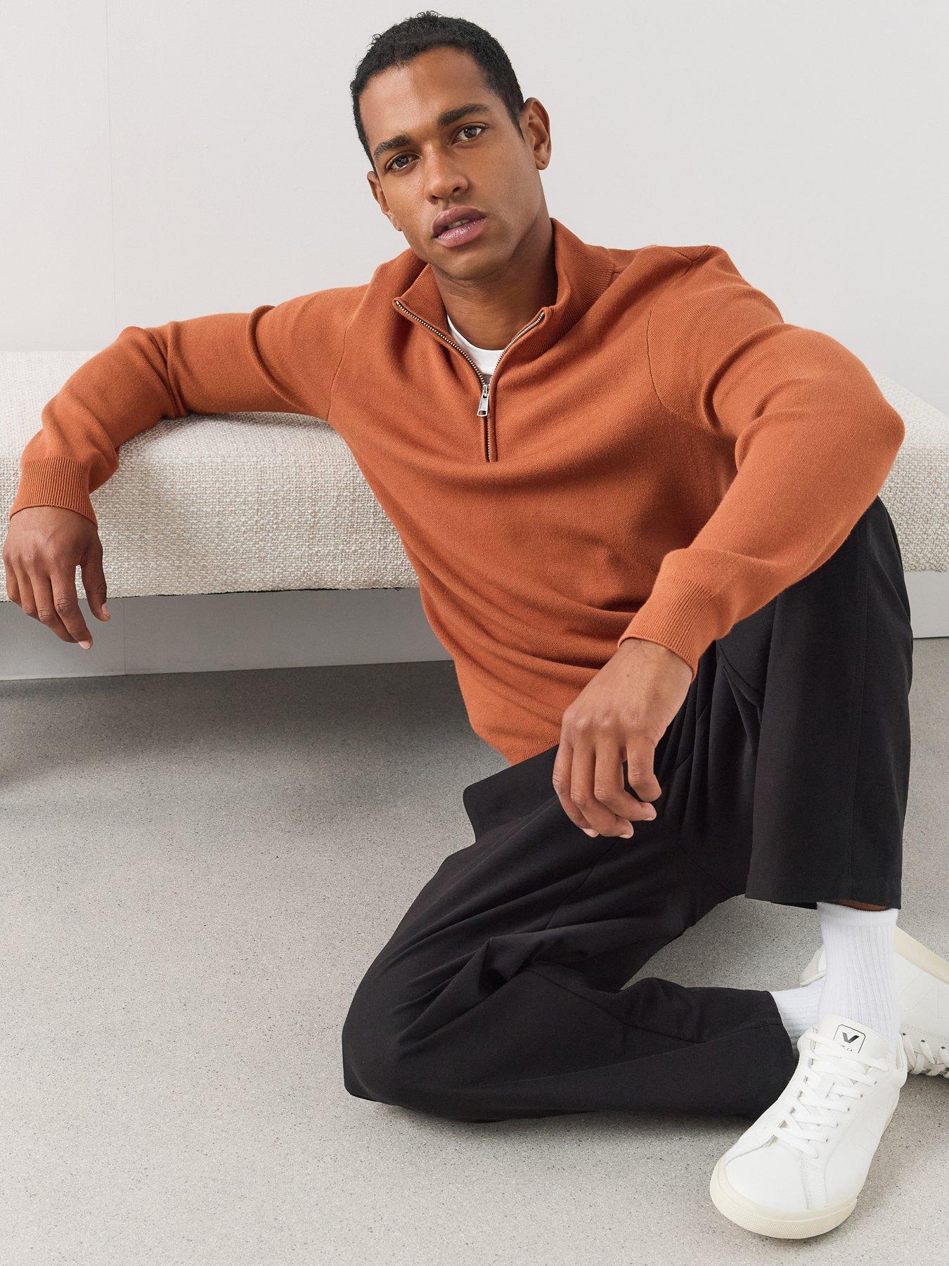 Image 4 of 7 of The Very Collection Premium 1/4 Zip Knitted Jumper - Rust Orange