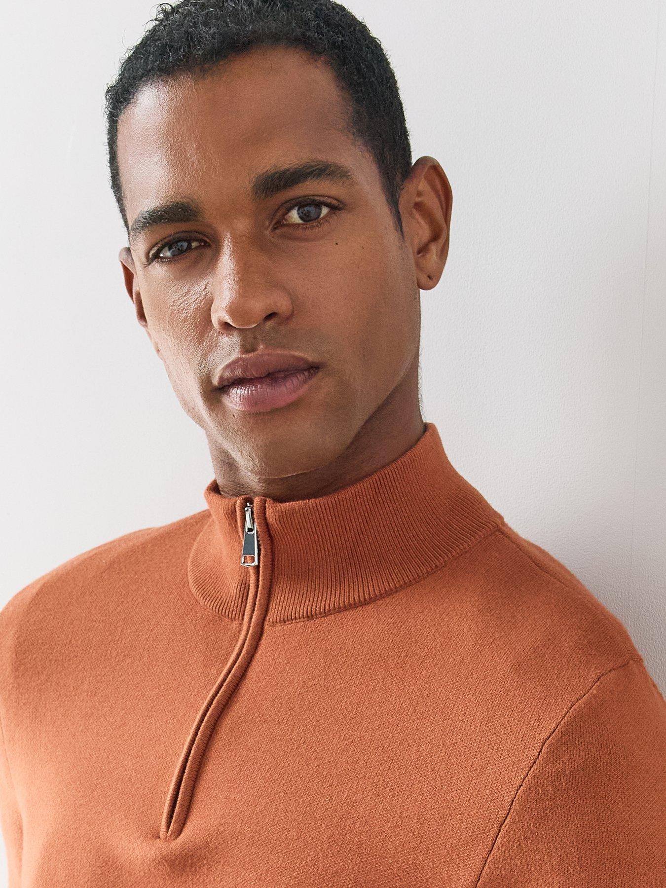 Image 6 of 7 of The Very Collection Premium 1/4 Zip Knitted Jumper - Rust Orange