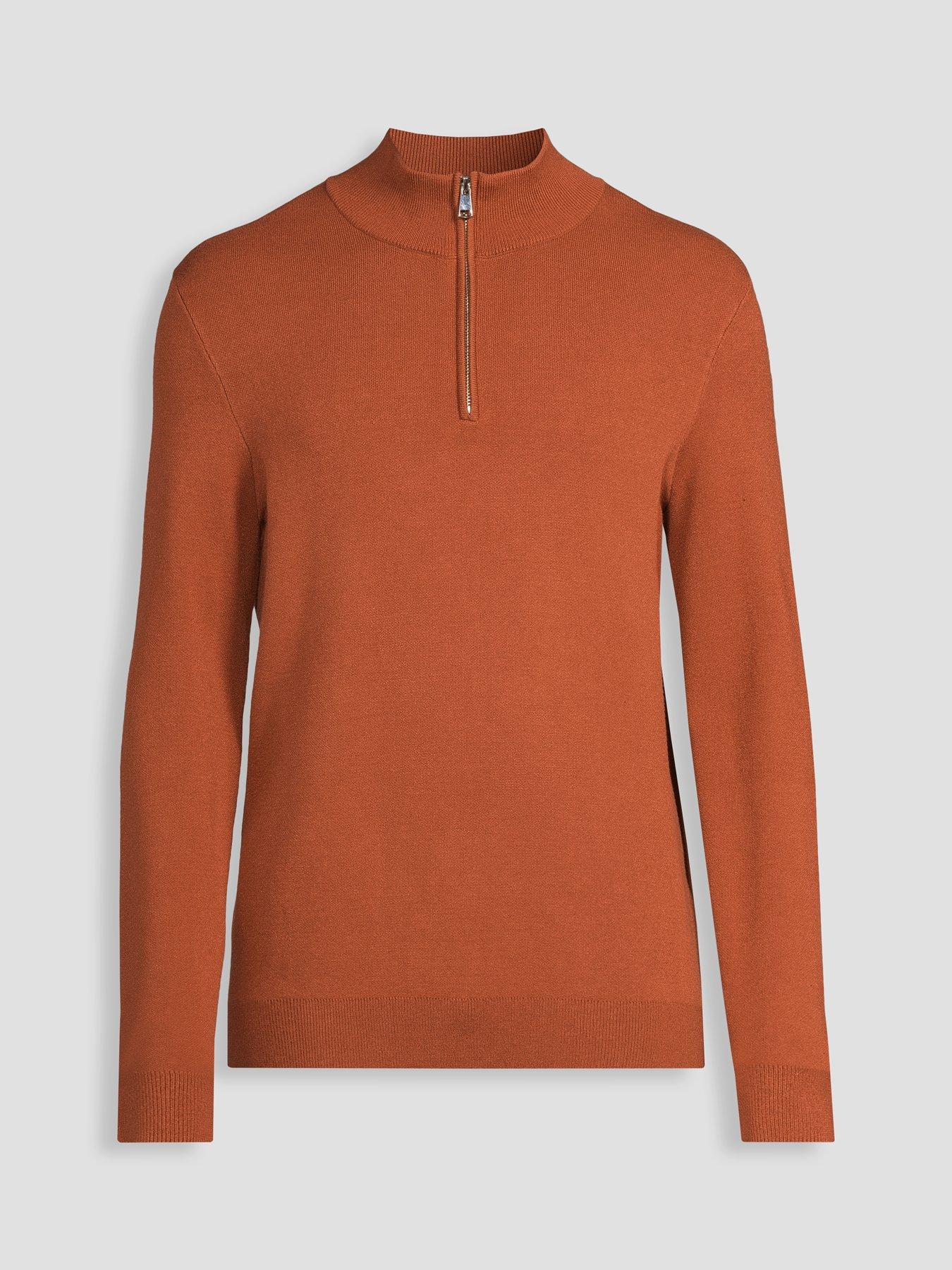 Image 7 of 7 of The Very Collection Premium 1/4 Zip Knitted Jumper - Rust Orange