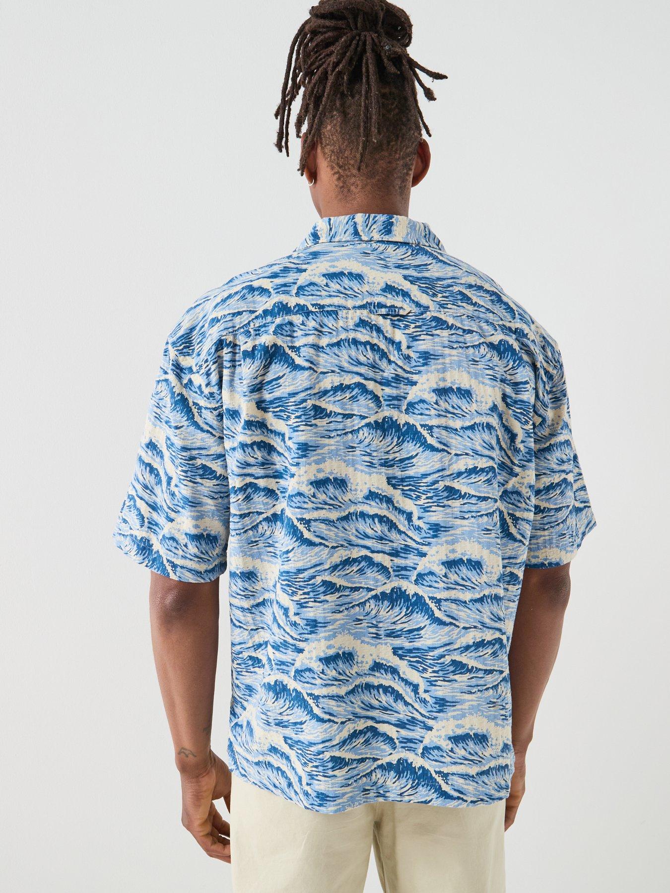 Image 2 of 5 of GANT Relaxed Fit All Over Printed Short Sleeve Shirt - Blue