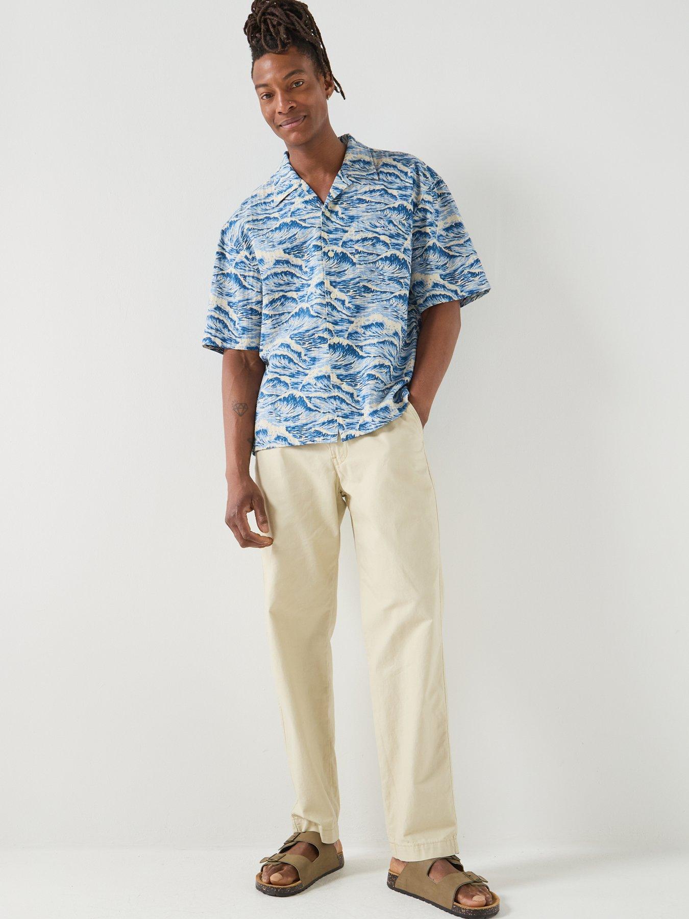 Image 3 of 5 of GANT Relaxed Fit All Over Printed Short Sleeve Shirt - Blue