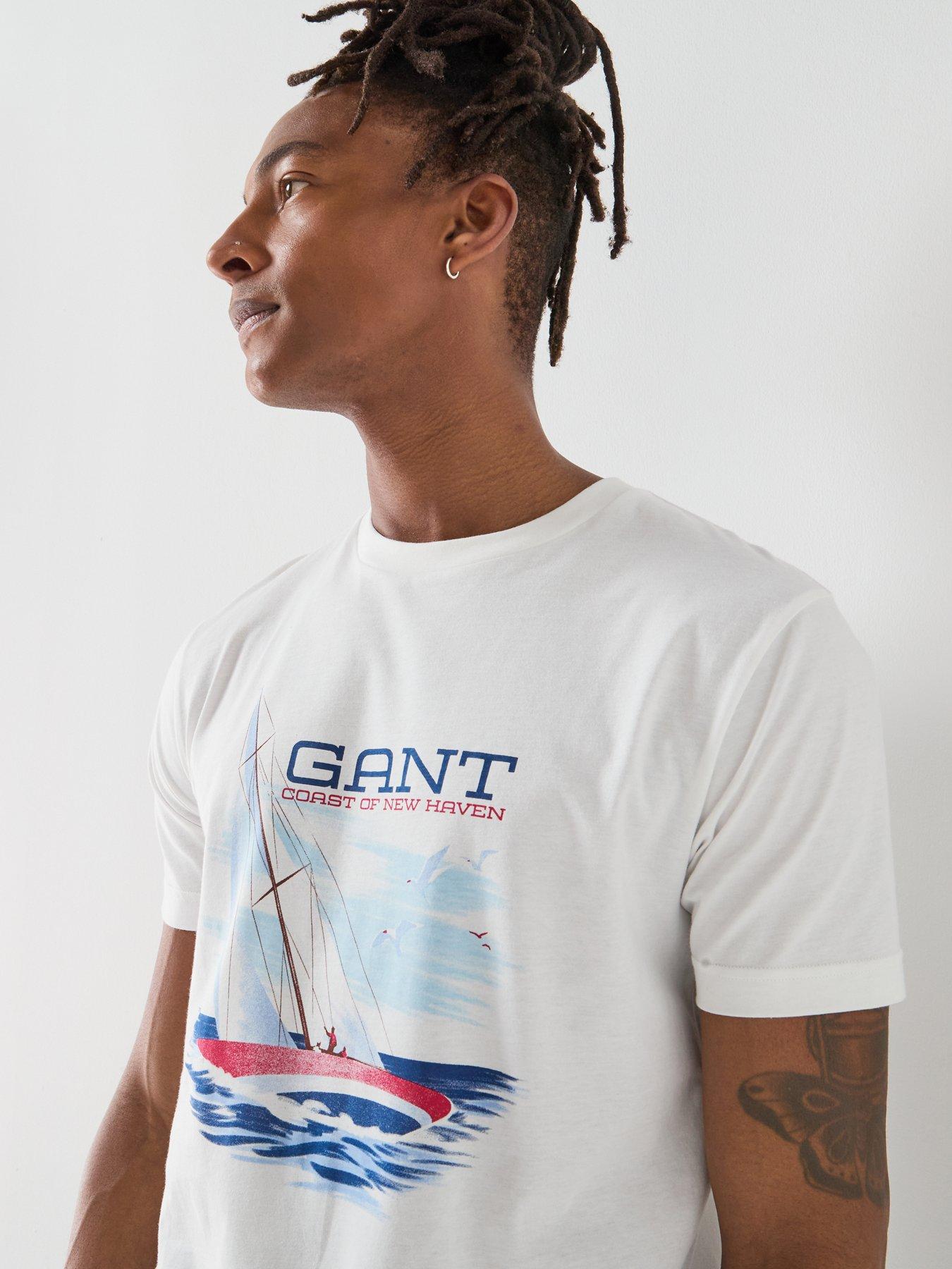 Image 4 of 5 of GANT Large Sailing Graphic T-Shirt - Off White