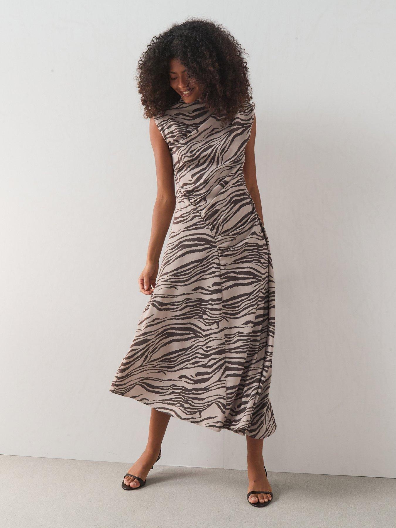 The Very Collection High Neck Draped Ruched Midi Dress
