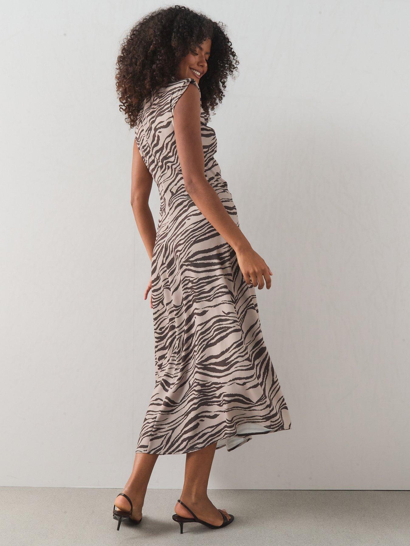 Image 2 of 7 of The Very Collection High Neck Draped Ruched Midi Dress