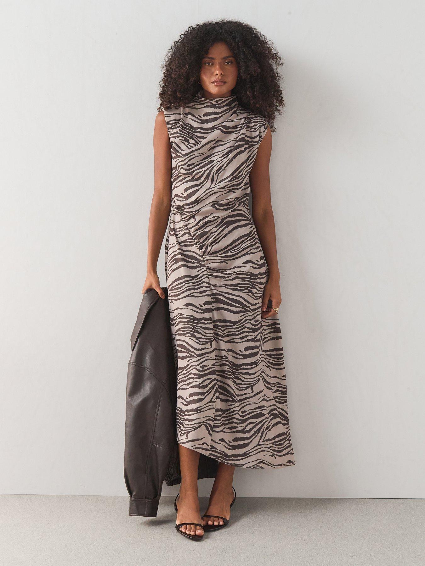 Image 3 of 7 of The Very Collection High Neck Draped Ruched Midi Dress