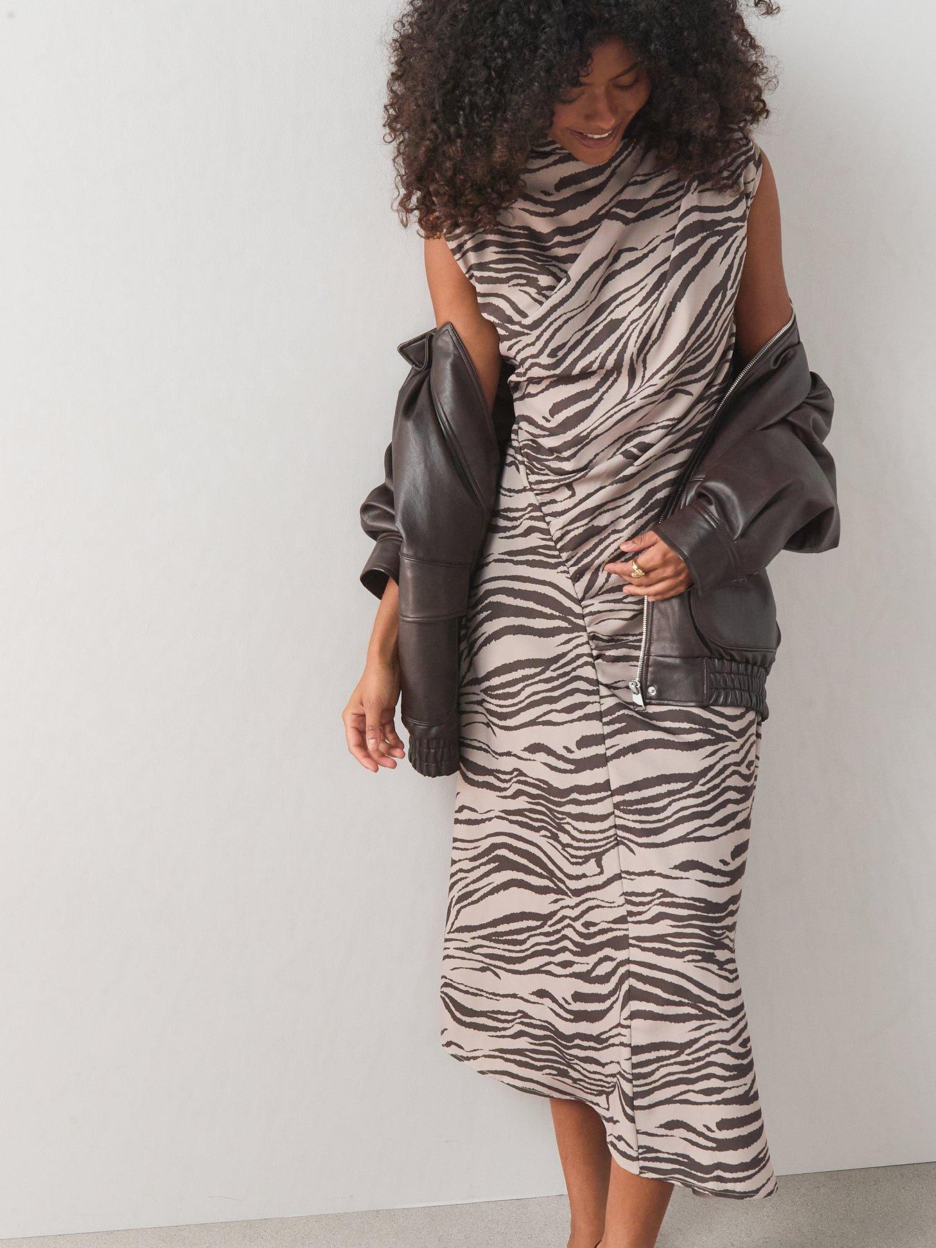 Image 5 of 7 of The Very Collection High Neck Draped Ruched Midi Dress
