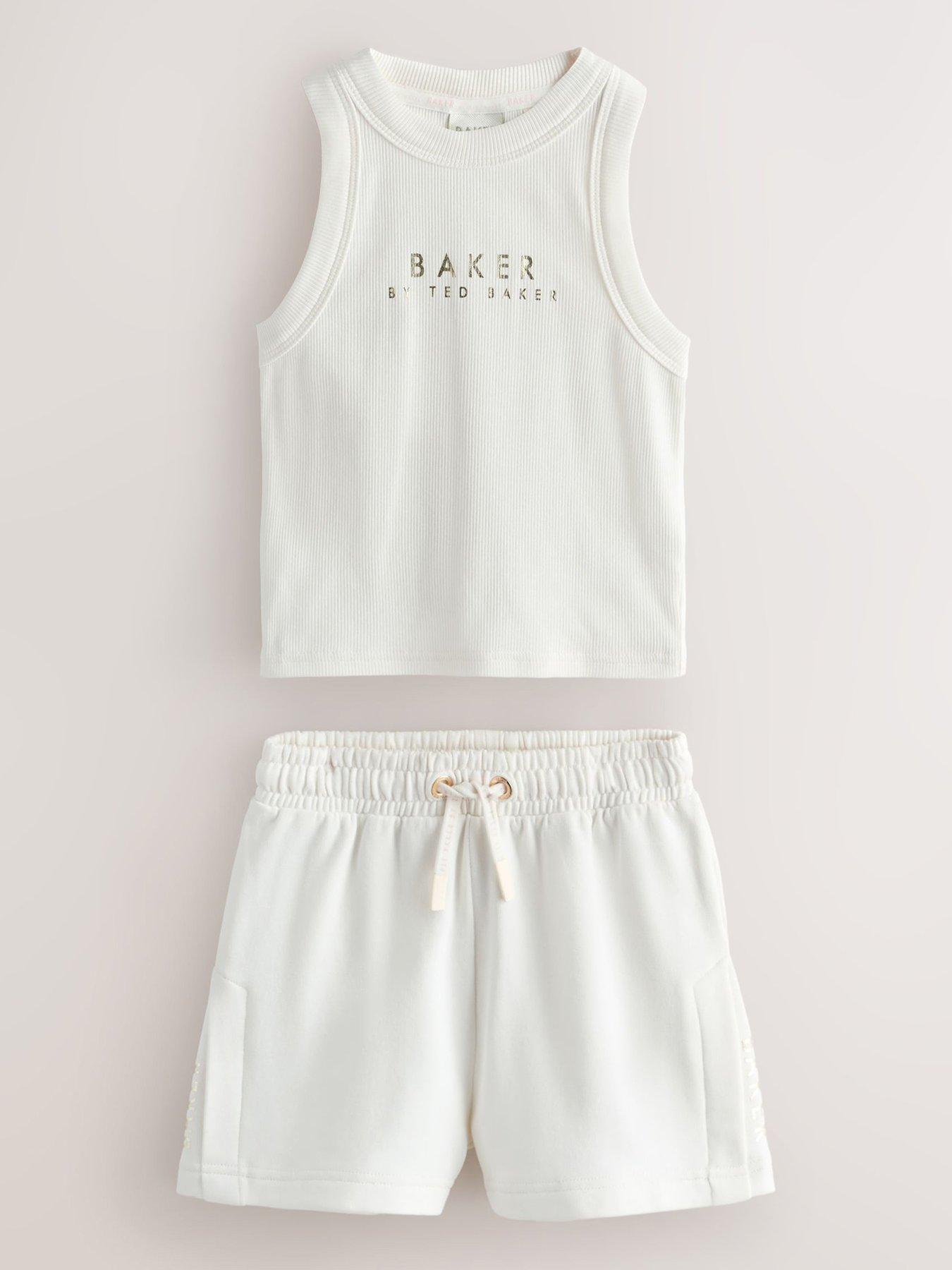 Ted Baker Girls Logo Drawstring Short Set - Neutral