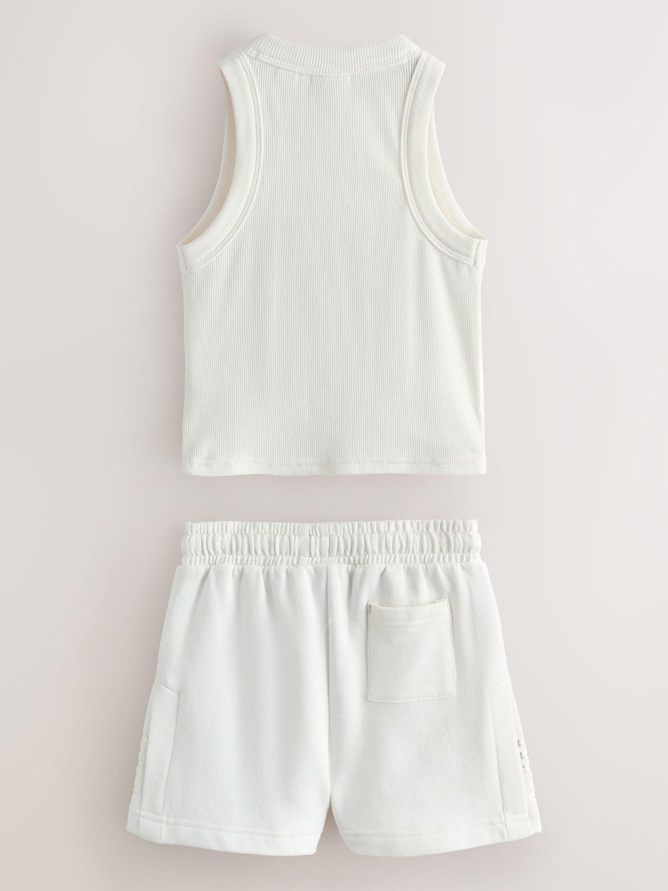 Image 2 of 6 of Ted Baker Girls Logo Drawstring Short Set - Neutral