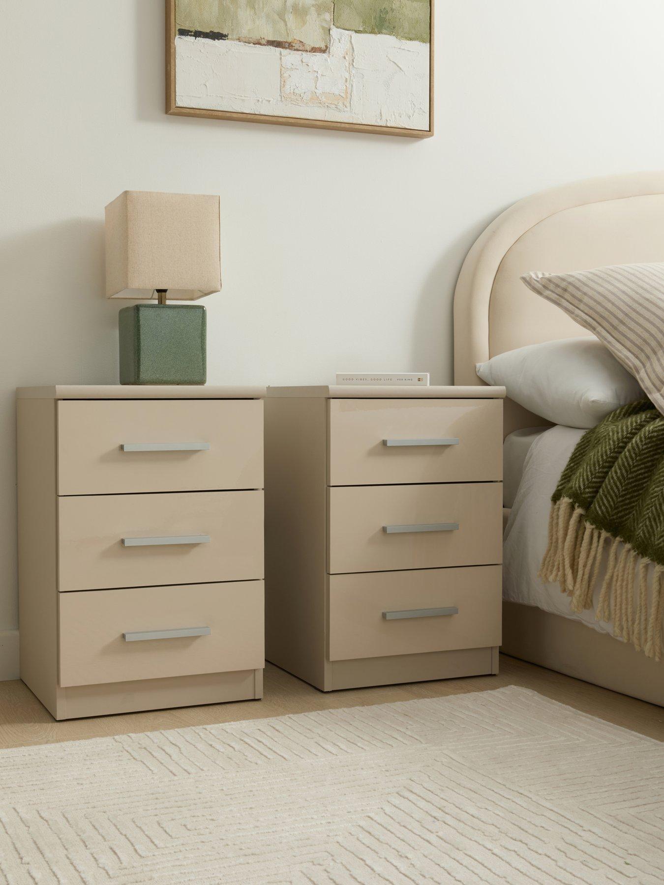 The Very Collection Prague Gloss 3 Drawer Bedside X2 - FSC® Certified