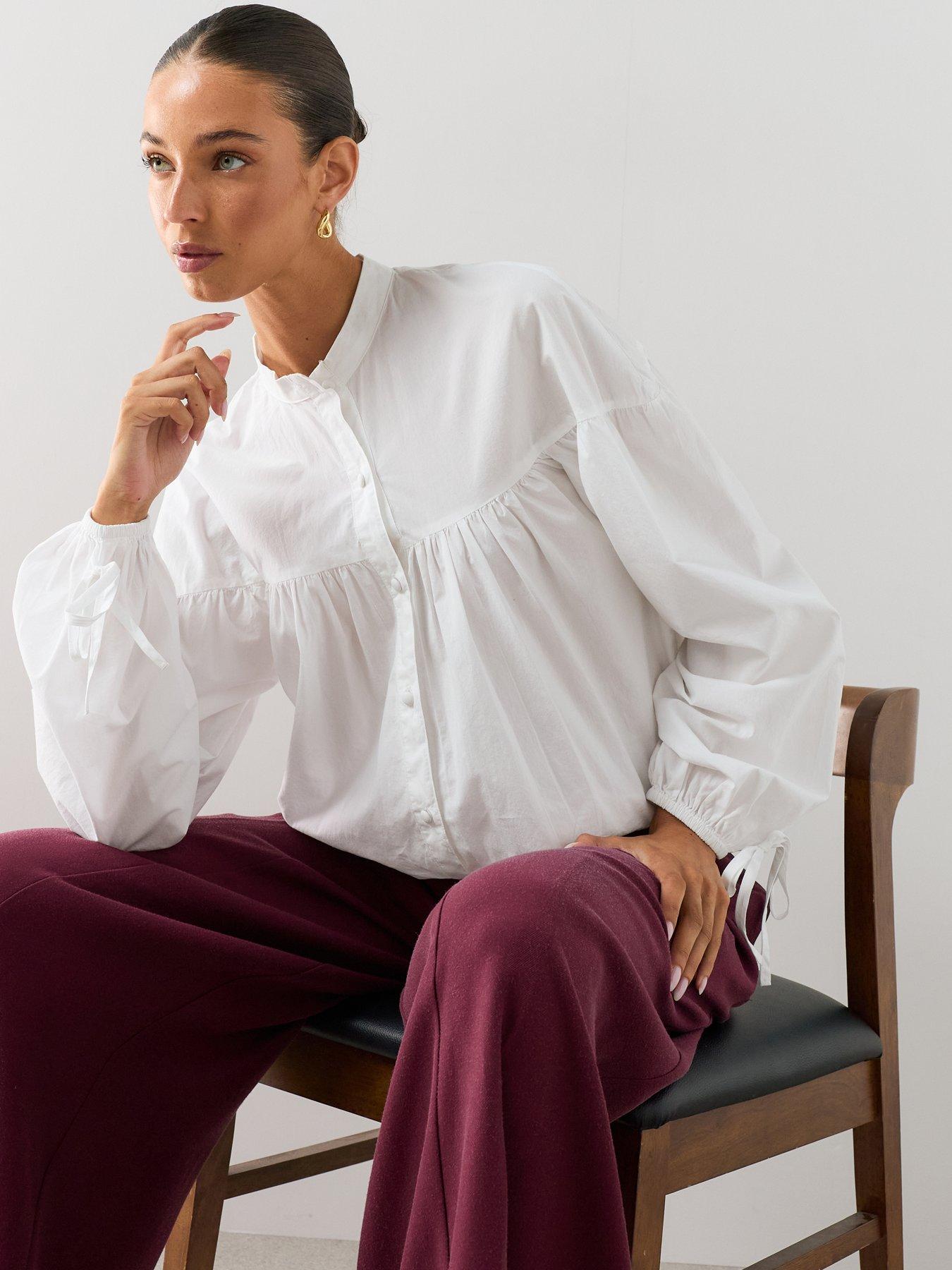 Image 4 of 7 of The Very Collection Cotton Poplin Balloon Sleeve Shirt