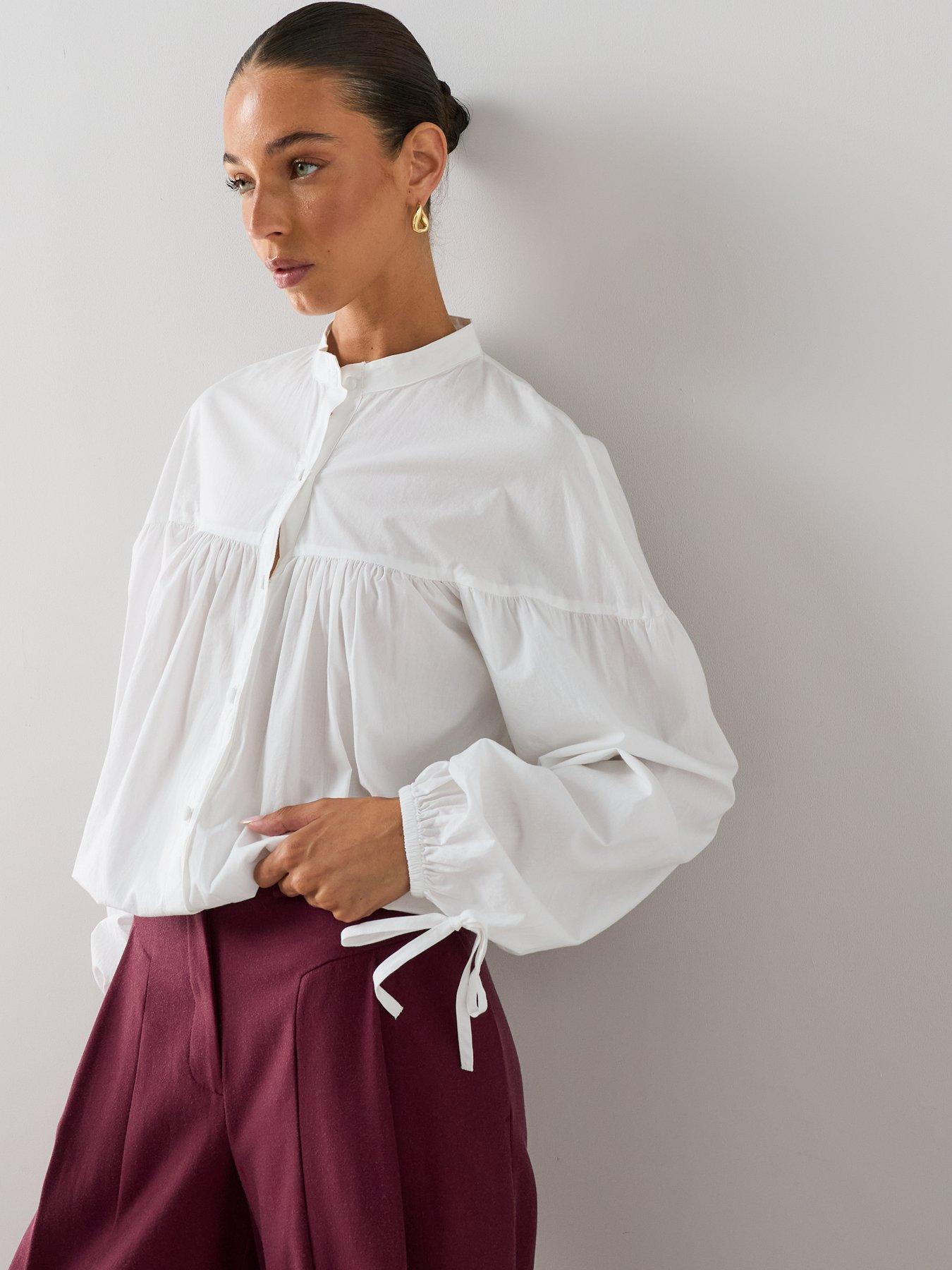 Image 5 of 7 of The Very Collection Cotton Poplin Balloon Sleeve Shirt