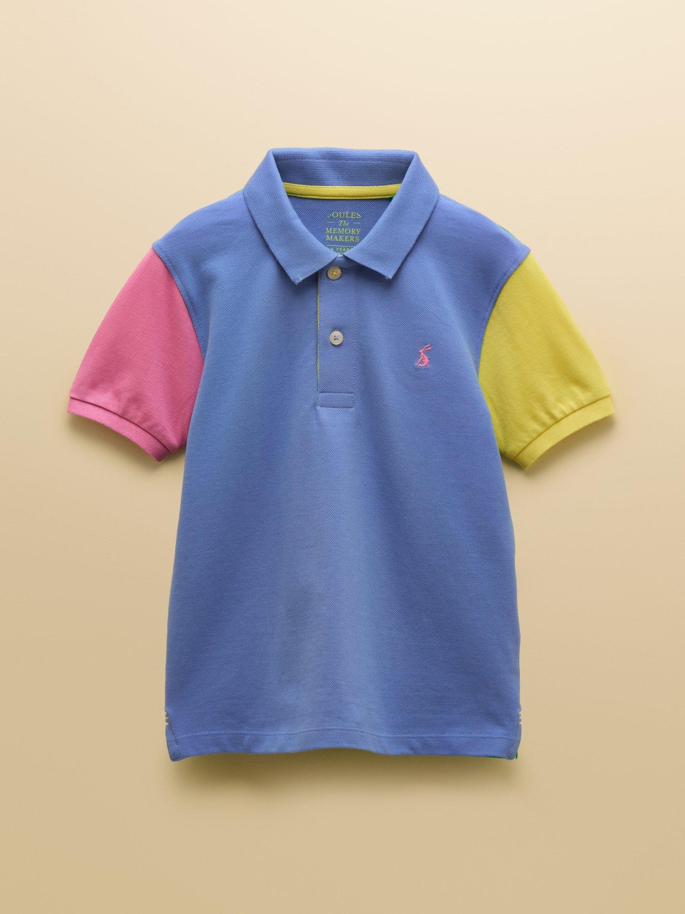 Joules Boys Woody Colour Block Short Sleeve Polo - Multi
