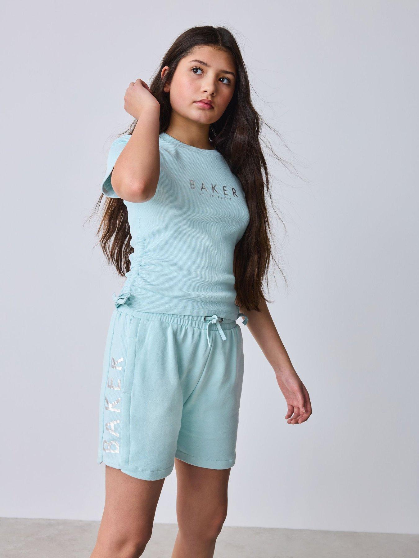 Ted Baker Girls Logo Drawstring Short Set - Light Blue