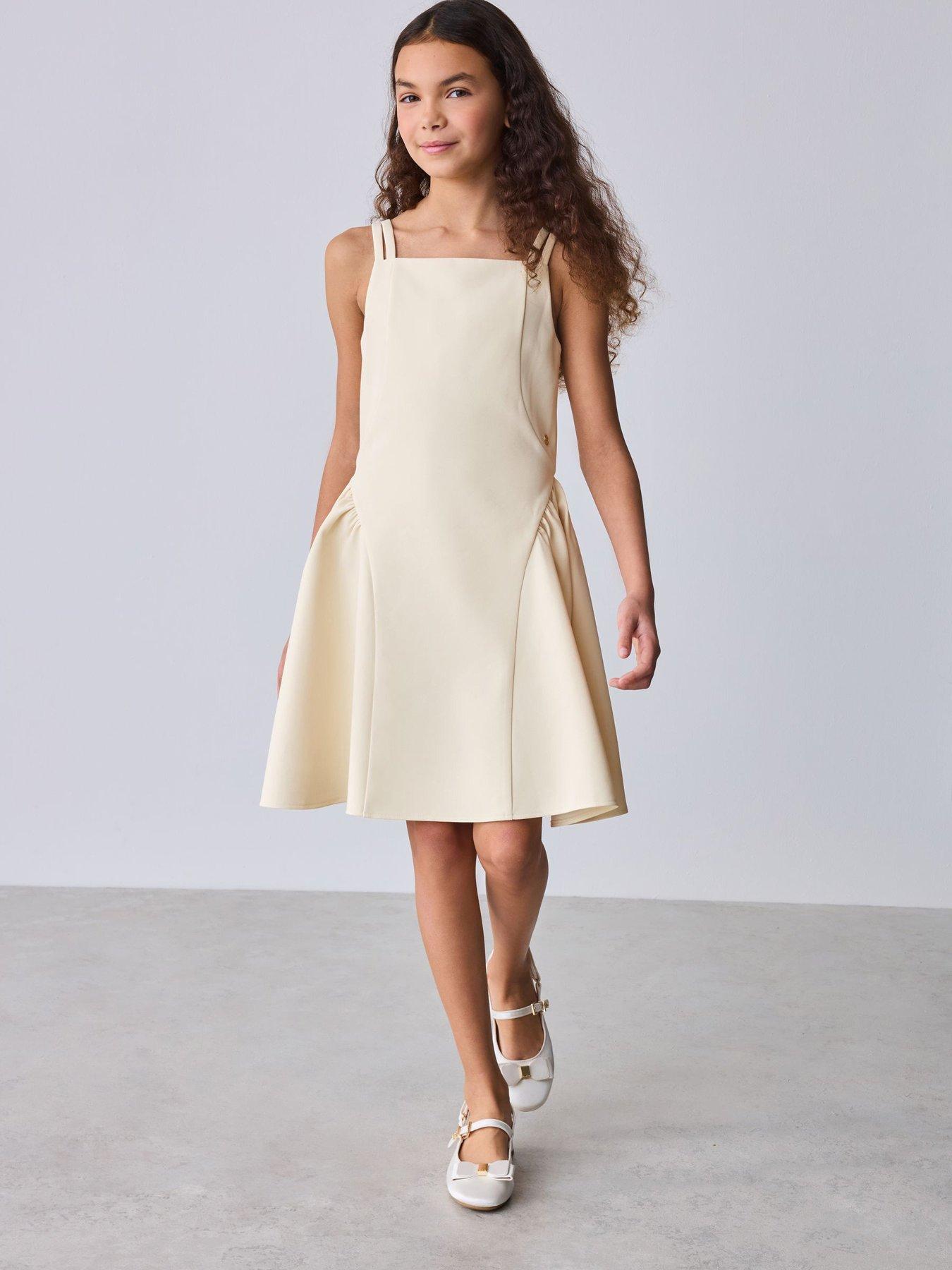 Ted Baker Older Girls Structured Double Strap Skater Dress - Yellow